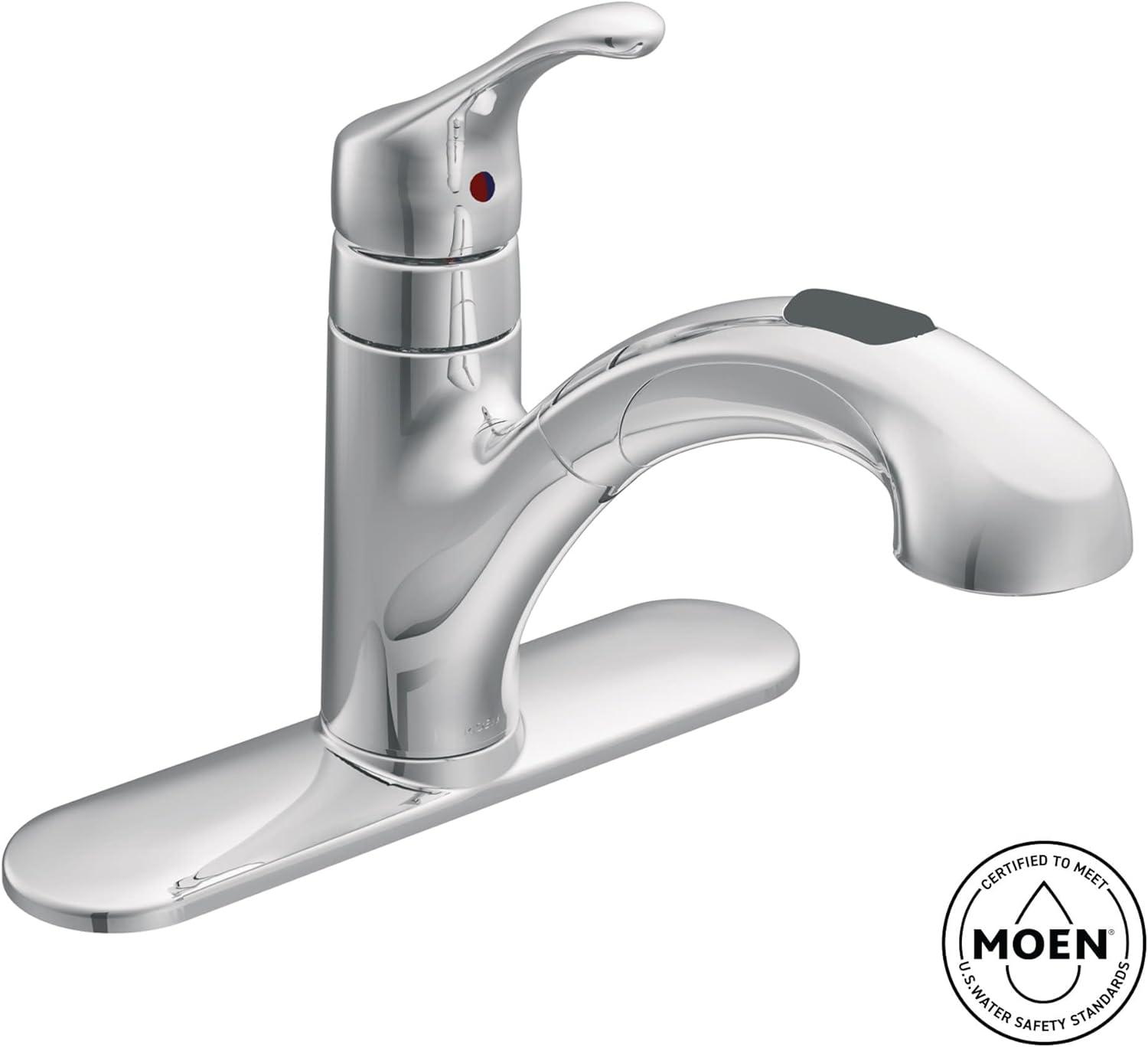image:imageMoen CA87316W OneHandle Low Arc Pullout Kitchen Faucet Glacier