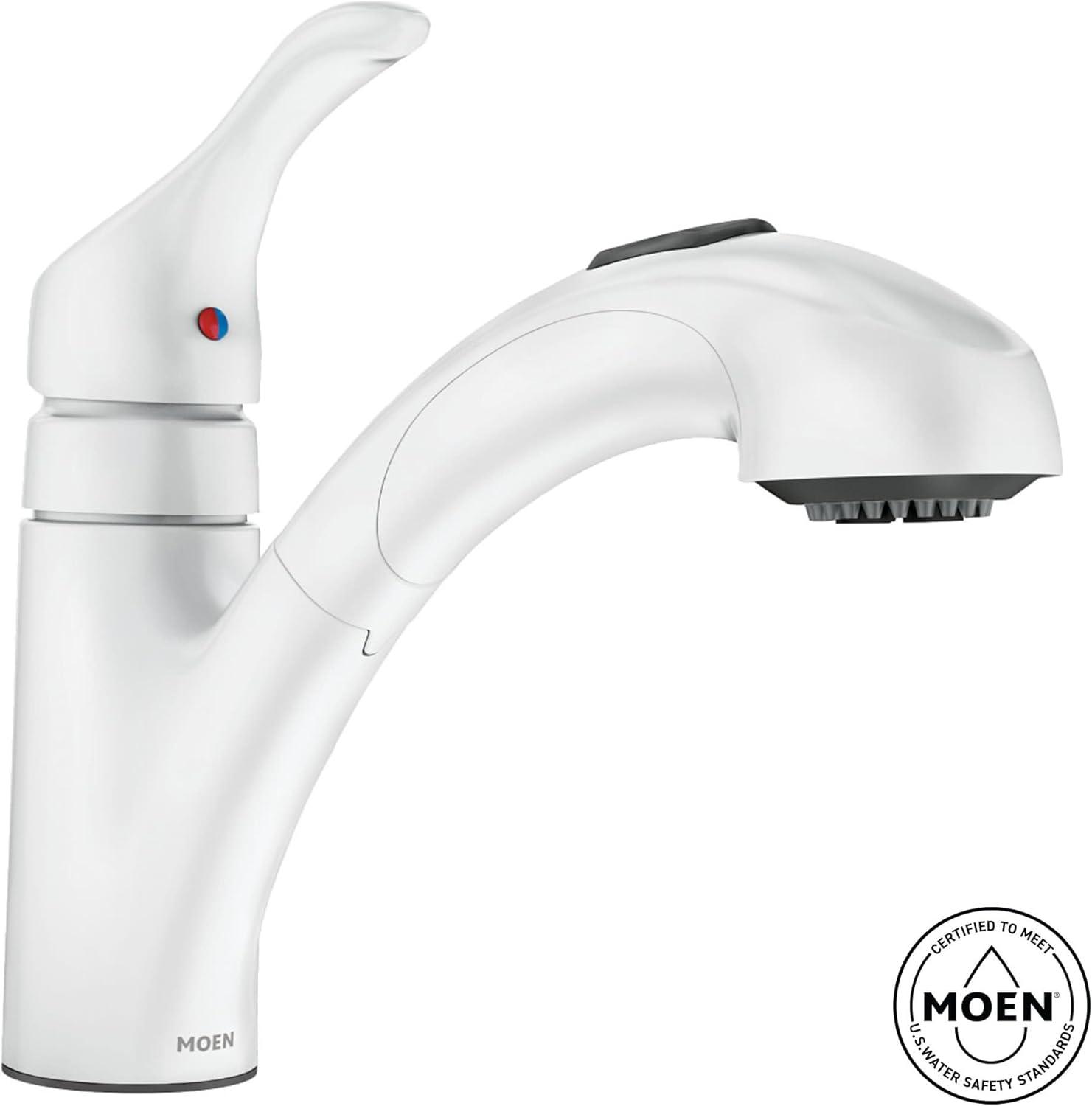 image:imageMoen CA87316W OneHandle Low Arc Pullout Kitchen Faucet Glacier