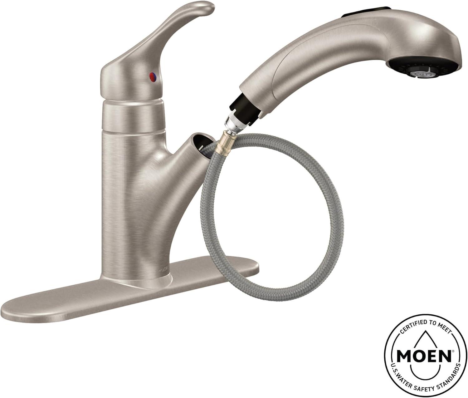 image:imageMoen CA87316W OneHandle Low Arc Pullout Kitchen Faucet Glacier