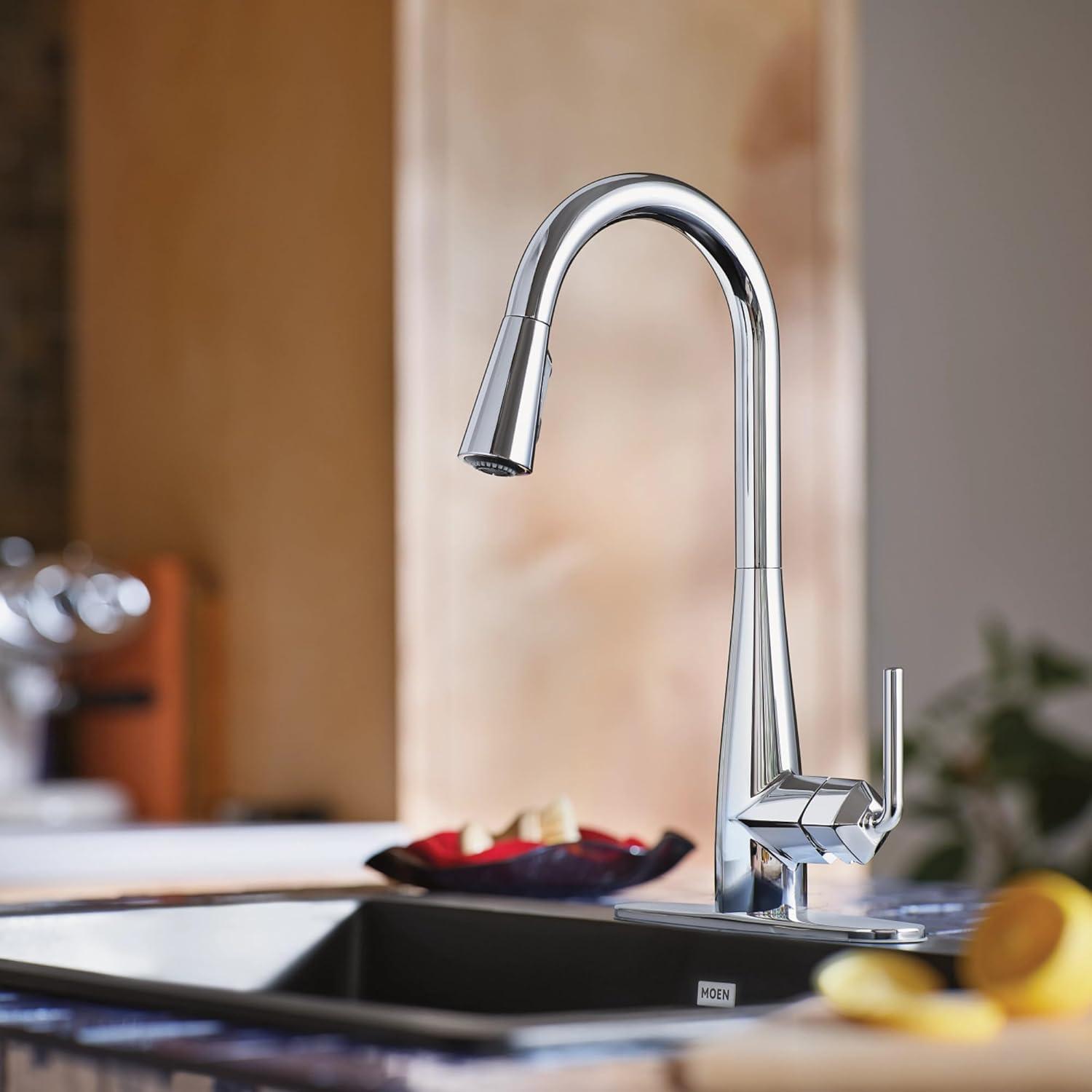 image:imageMoen Crisan Single Handle Pulldown Kitchen Faucet Featuring Power Boost and Reflex Docking System Spot Resist Stainless 87237SRSChrome
