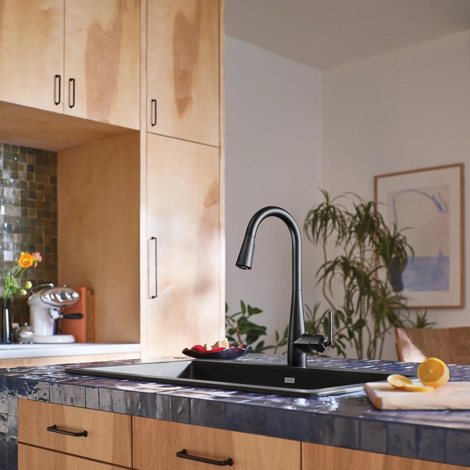 image:imageMoen Crisan Single Handle Pulldown Kitchen Faucet Featuring Power Boost and Reflex Docking System Spot Resist Stainless 87237SRSMatte Black