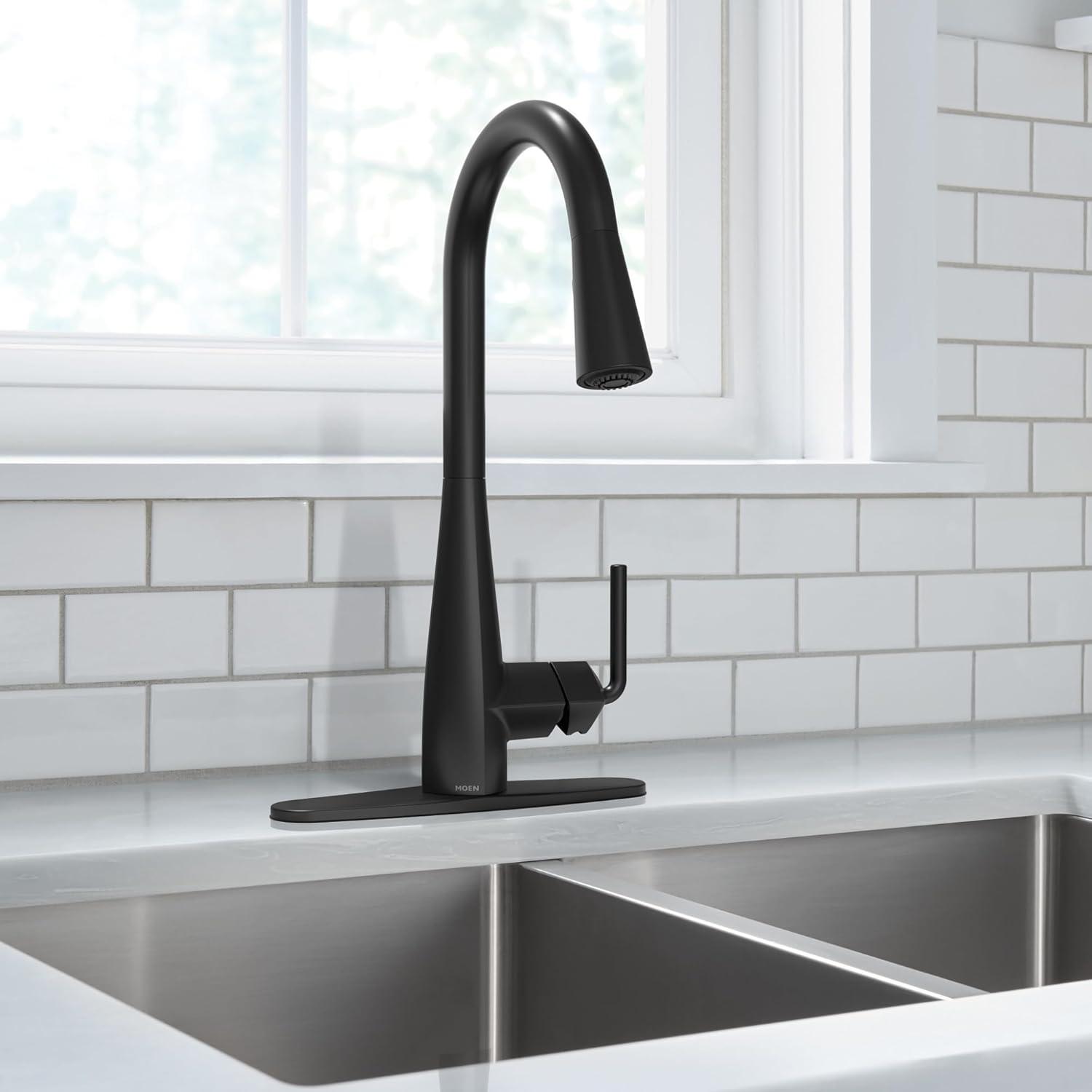 image:imageMoen Crisan Single Handle Pulldown Kitchen Faucet Featuring Power Boost and Reflex Docking System Spot Resist Stainless 87237SRSMatte Black