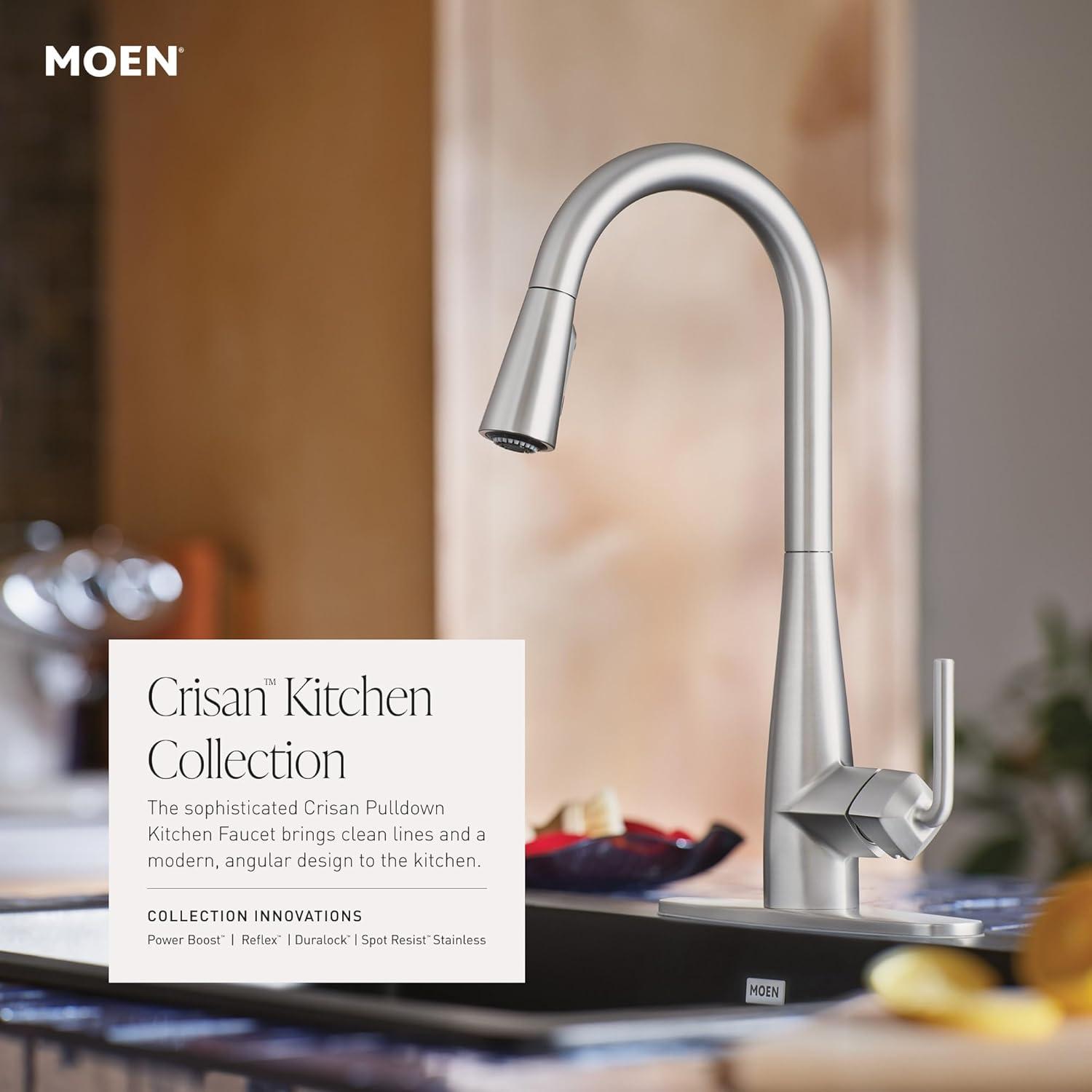image:imageMoen Crisan Single Handle Pulldown Kitchen Faucet Featuring Power Boost and Reflex Docking System Spot Resist Stainless 87237SRSSpot Resist Stainless