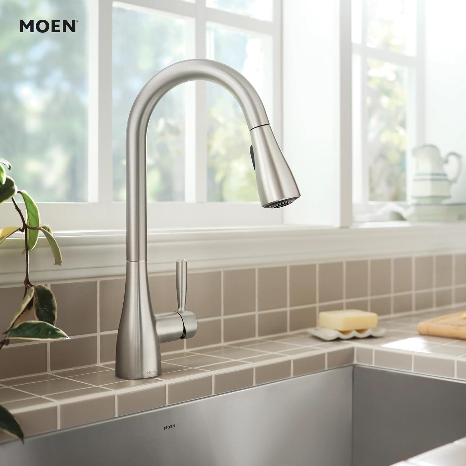 image:imageMoen Doherty Spot Resist Stainless Single Handle PullDown Kitchen Faucet with Power Clean and Reflex Docking System 87260SRS