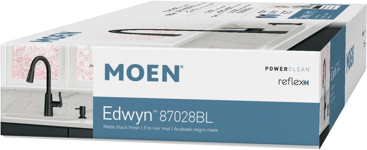 image:imageMoen Edwyn 87028BL Matte Black 1Handle DeckMount PullDown Handle Kitchen Faucet Deck Plate Included