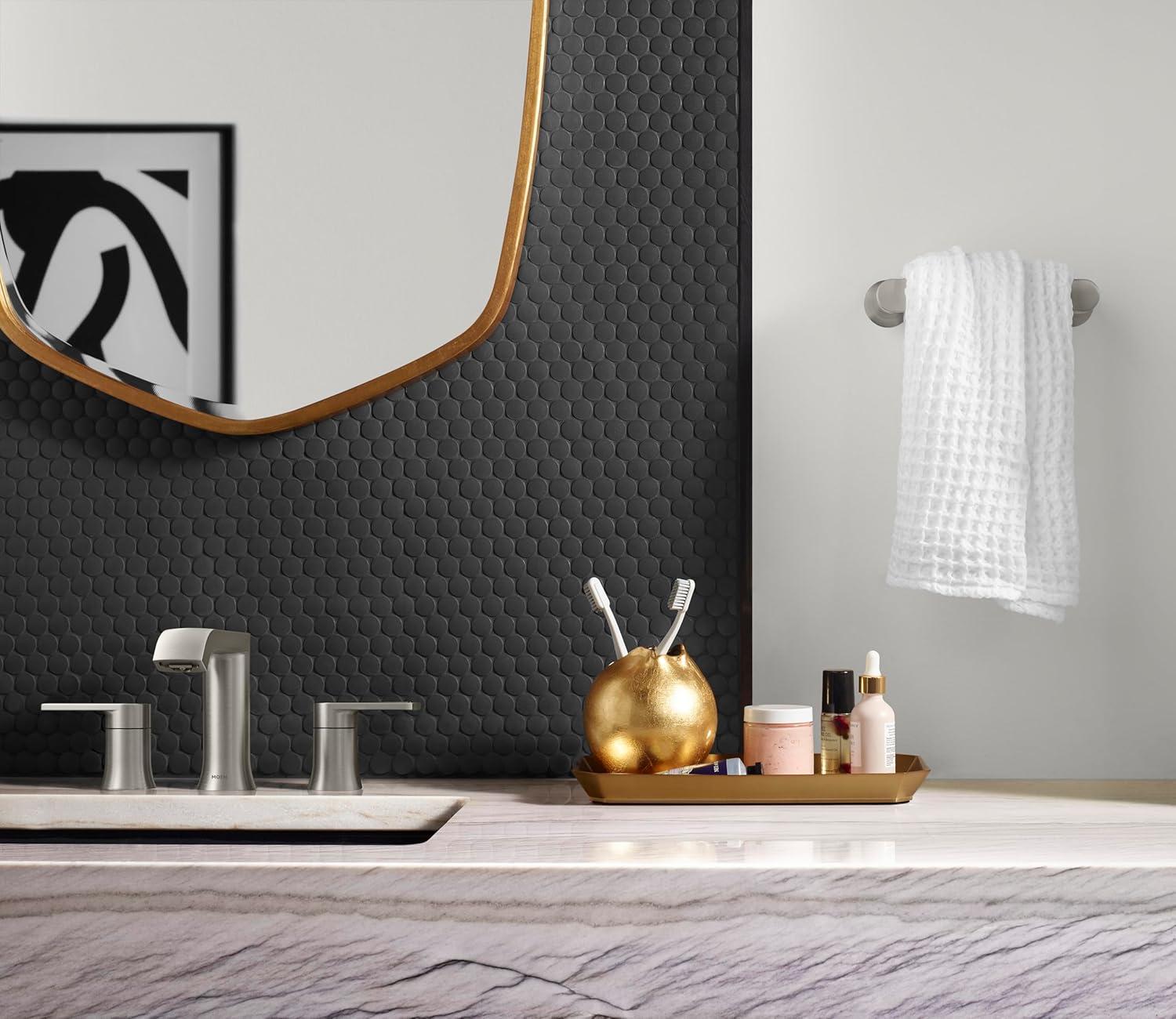 image:imageMoen Genta LX Brushed Nickel TwoHandle ThreeHole Widespread Modern Bathroom Sink Faucet with Drain Assembly Valve Required T6708BNBrushed Nickel