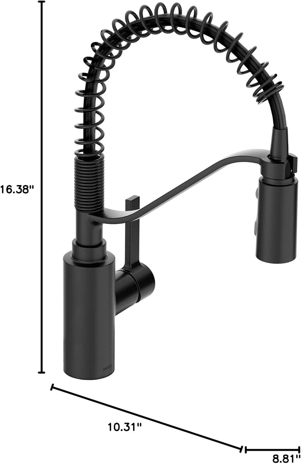 image:imageMoen Genta LX Spring Faucet with Power Boost Modern Kitchen Faucet with OneHandle PreRinse Easy Installation Spot Resist Stainless 5926SRSMatte Black
