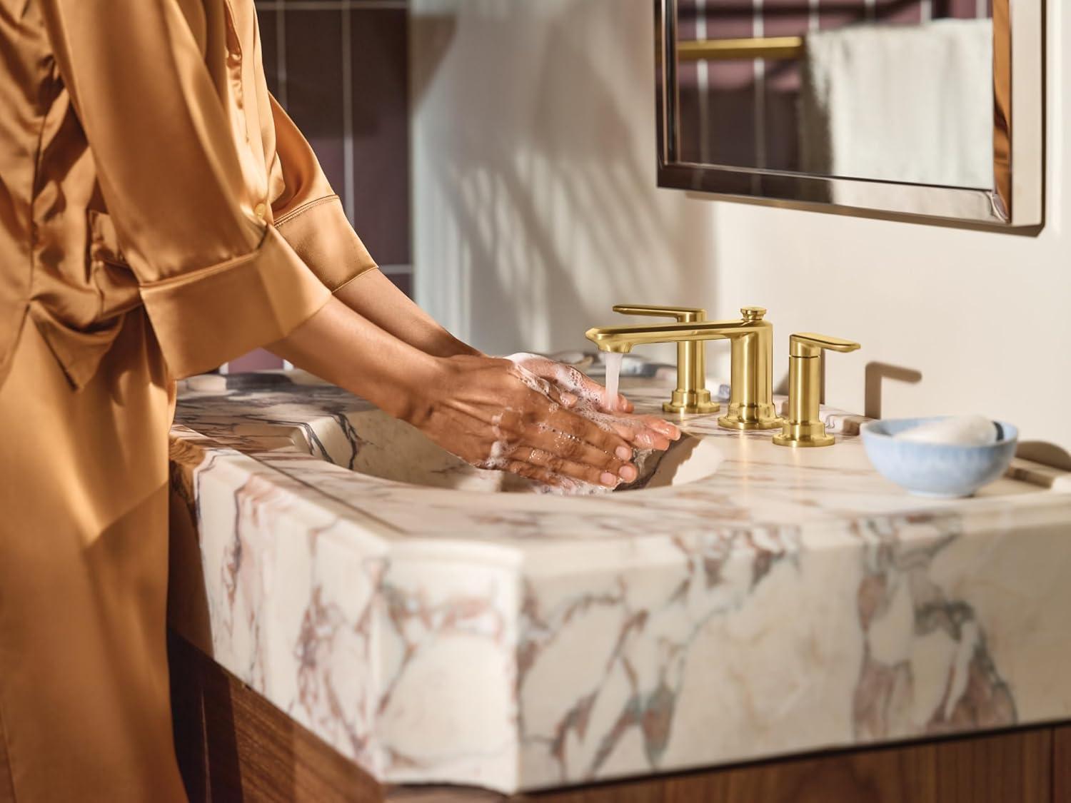 image:imageMoen Greenfield Brushed Gold TwoHandle Widespread Bathroom Sink Faucet TV6507BG
