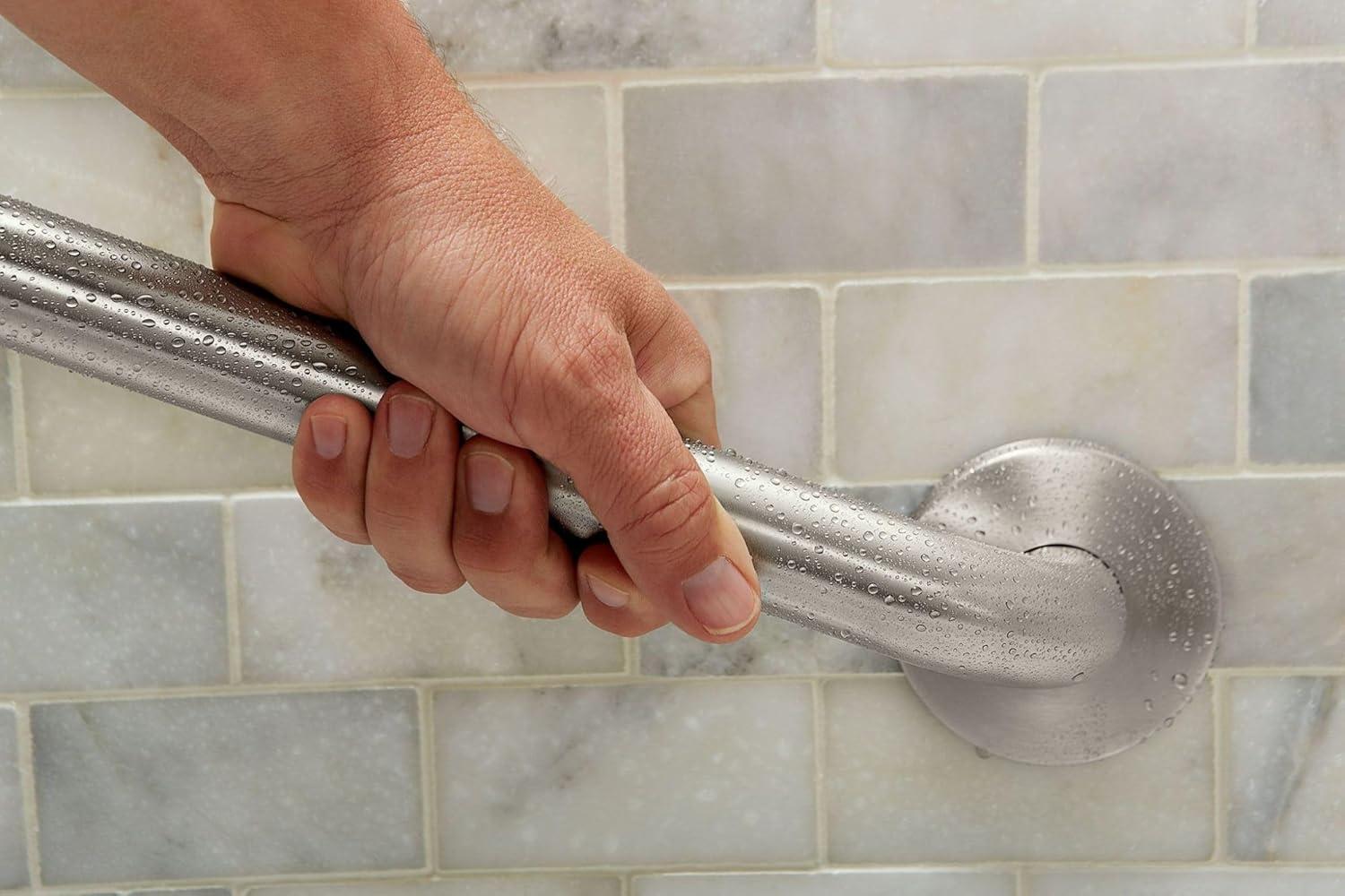 image:imageMoen Home Care Bathroom Safety 24 Inch Stainless Steel Handicap Grab Bar for Bathtub and Shower Heavy Duty Handle Elderly Assistance Product with Concealed Screws 8724Stainless