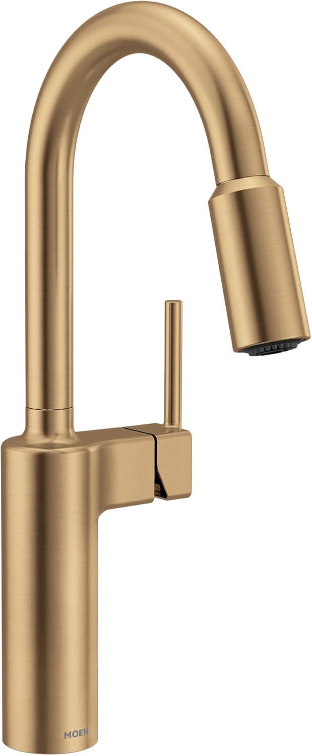 image:imageMoen Inara Chrome Pulldown Kitchen Faucet with Power Boost Modern Kitchen Faucet OneHandle High Arc Easy Installation 87463Bronzed Gold