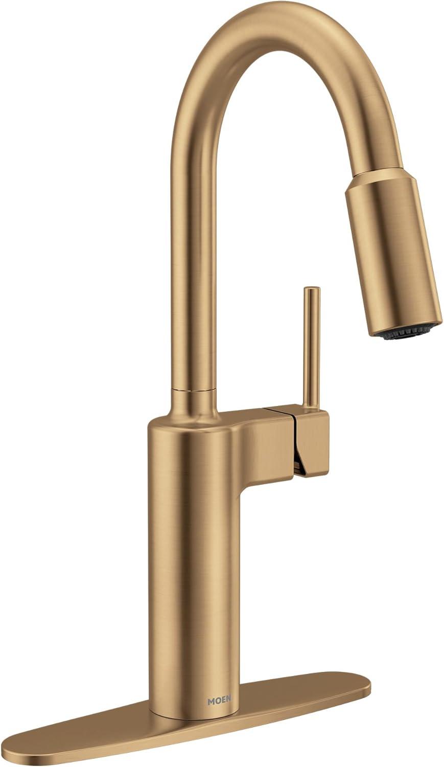 image:imageMoen Inara Chrome Pulldown Kitchen Faucet with Power Boost Modern Kitchen Faucet OneHandle High Arc Easy Installation 87463Bronzed Gold
