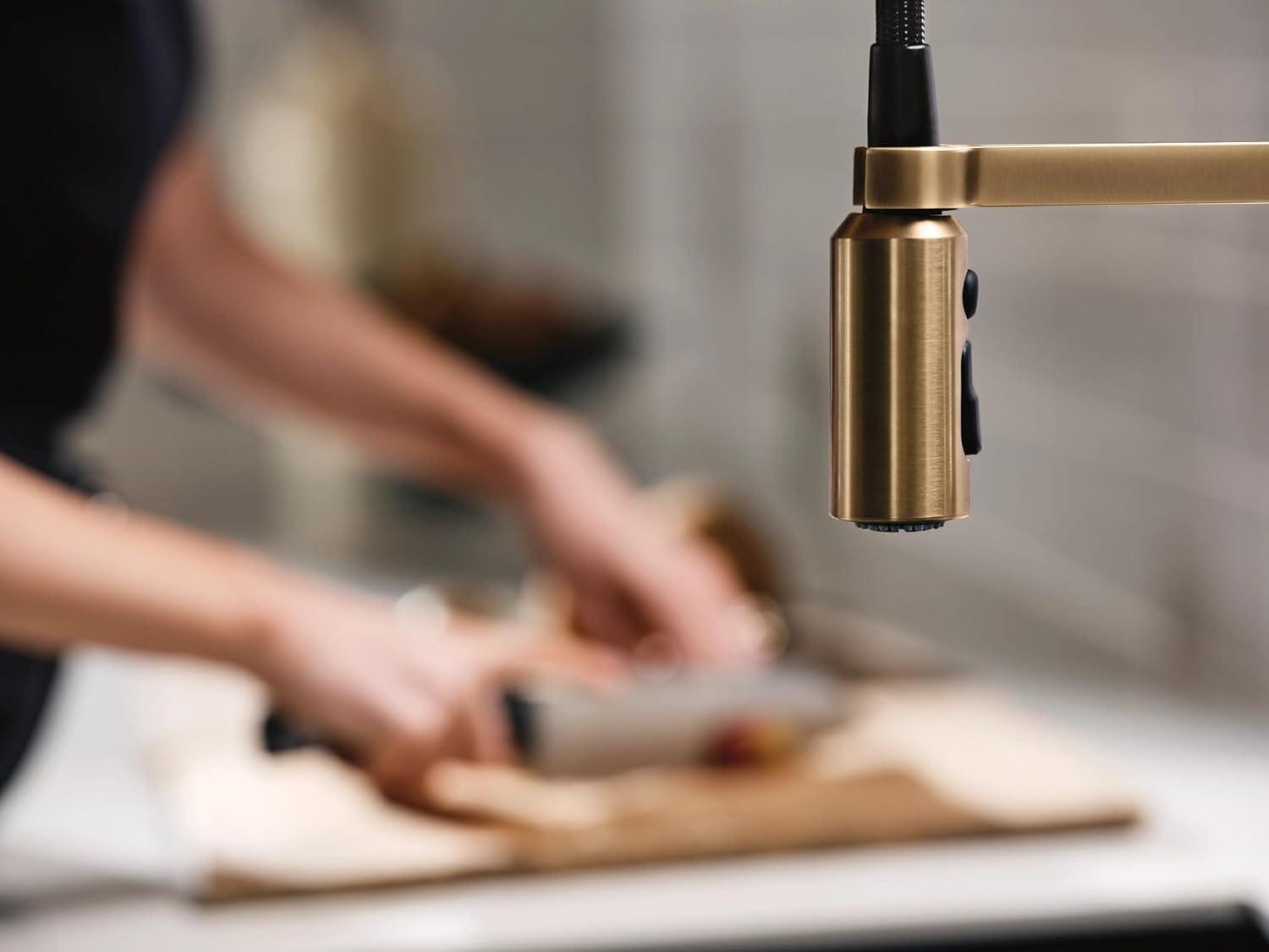 image:imageMoen Inara Chrome Pulldown Kitchen Faucet with Power Boost Modern Kitchen Faucet OneHandle High Arc Easy Installation 87463Bronzed Gold