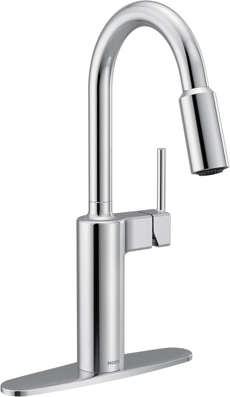 image:imageMoen Inara Chrome Pulldown Kitchen Faucet with Power Boost Modern Kitchen Faucet OneHandle High Arc Easy Installation 87463Chrome