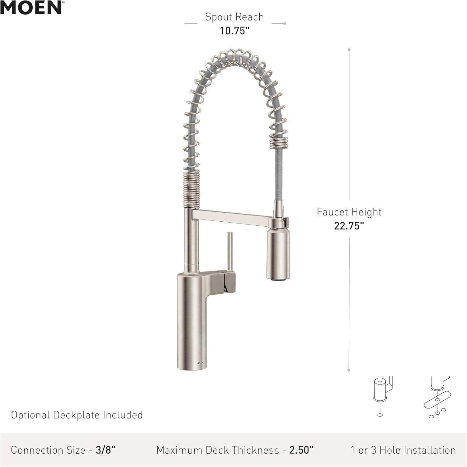 image:imageMoen Inara Chrome Pulldown Kitchen Faucet with Power Boost Modern Kitchen Faucet OneHandle High Arc Easy Installation 87463Chrome