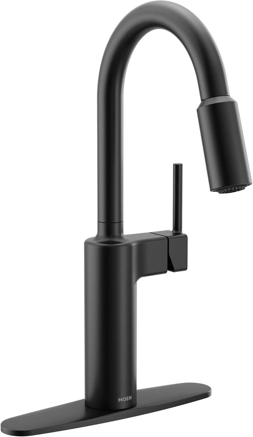 image:imageMoen Inara Chrome Pulldown Kitchen Faucet with Power Boost Modern Kitchen Faucet OneHandle High Arc Easy Installation 87463Matte Black