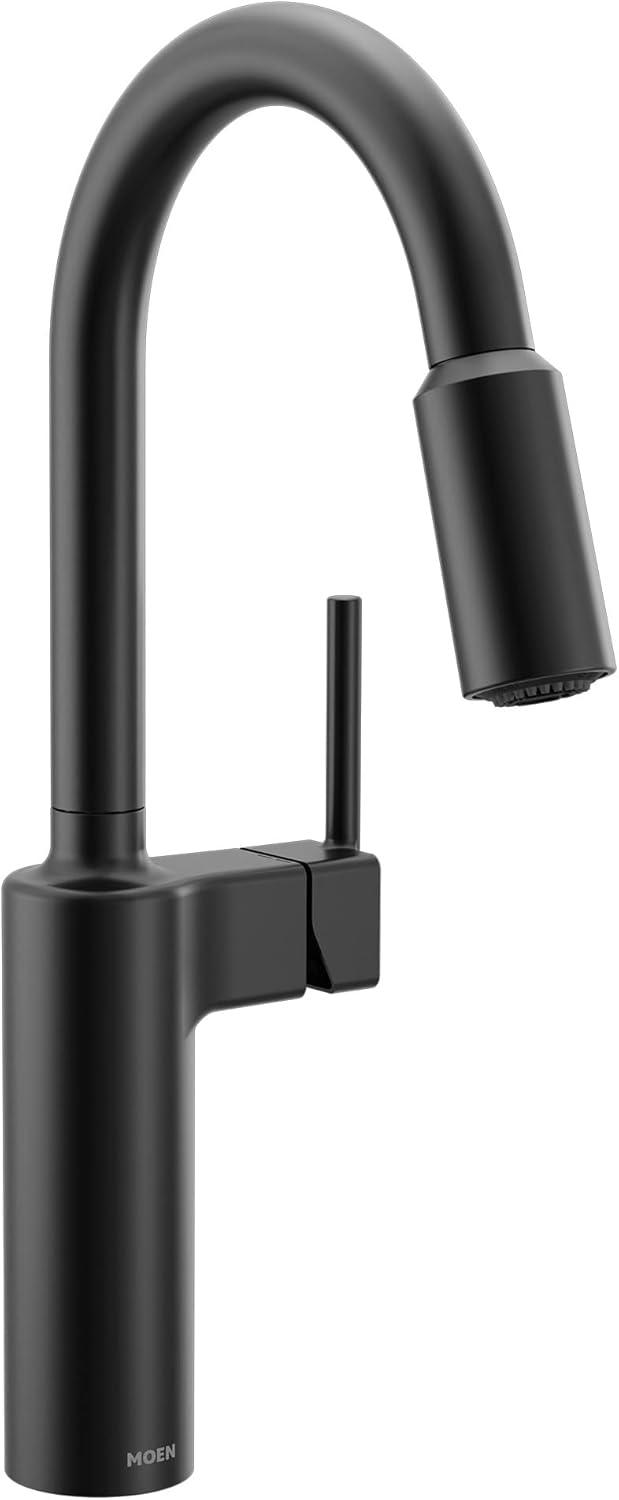 image:imageMoen Inara Chrome Pulldown Kitchen Faucet with Power Boost Modern Kitchen Faucet OneHandle High Arc Easy Installation 87463Matte Black