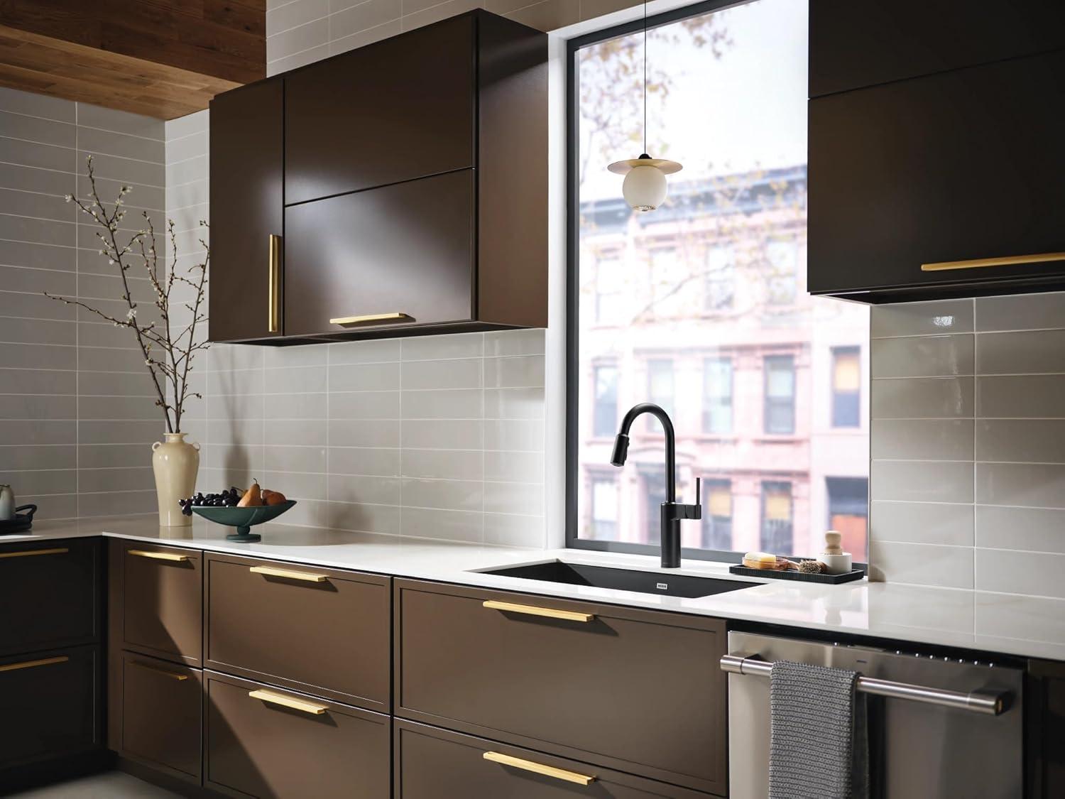 image:imageMoen Inara Chrome Pulldown Kitchen Faucet with Power Boost Modern Kitchen Faucet OneHandle High Arc Easy Installation 87463Matte Black
