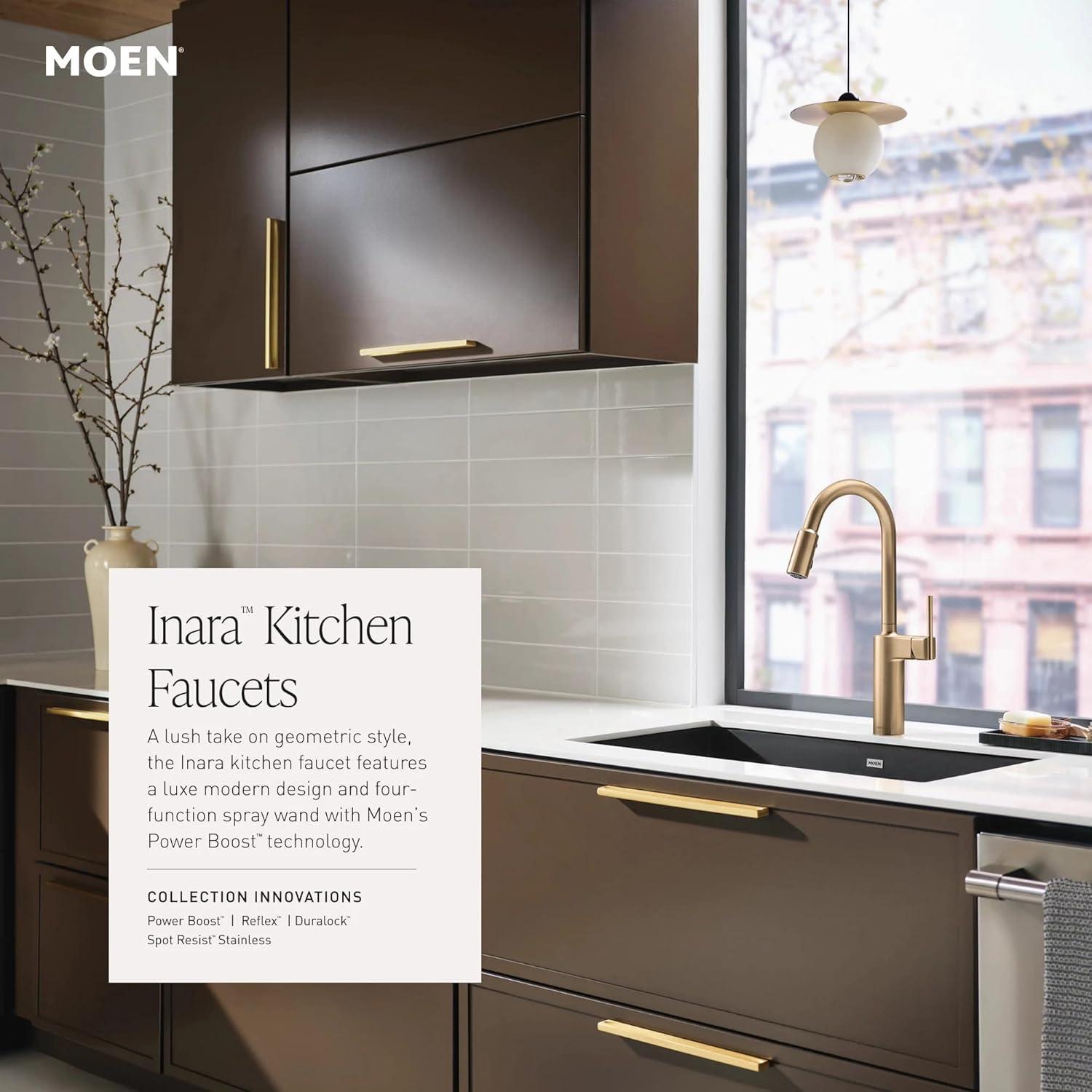 image:imageMoen Inara Chrome Pulldown Kitchen Faucet with Power Boost Modern Kitchen Faucet OneHandle High Arc Easy Installation 87463Stainless Steel