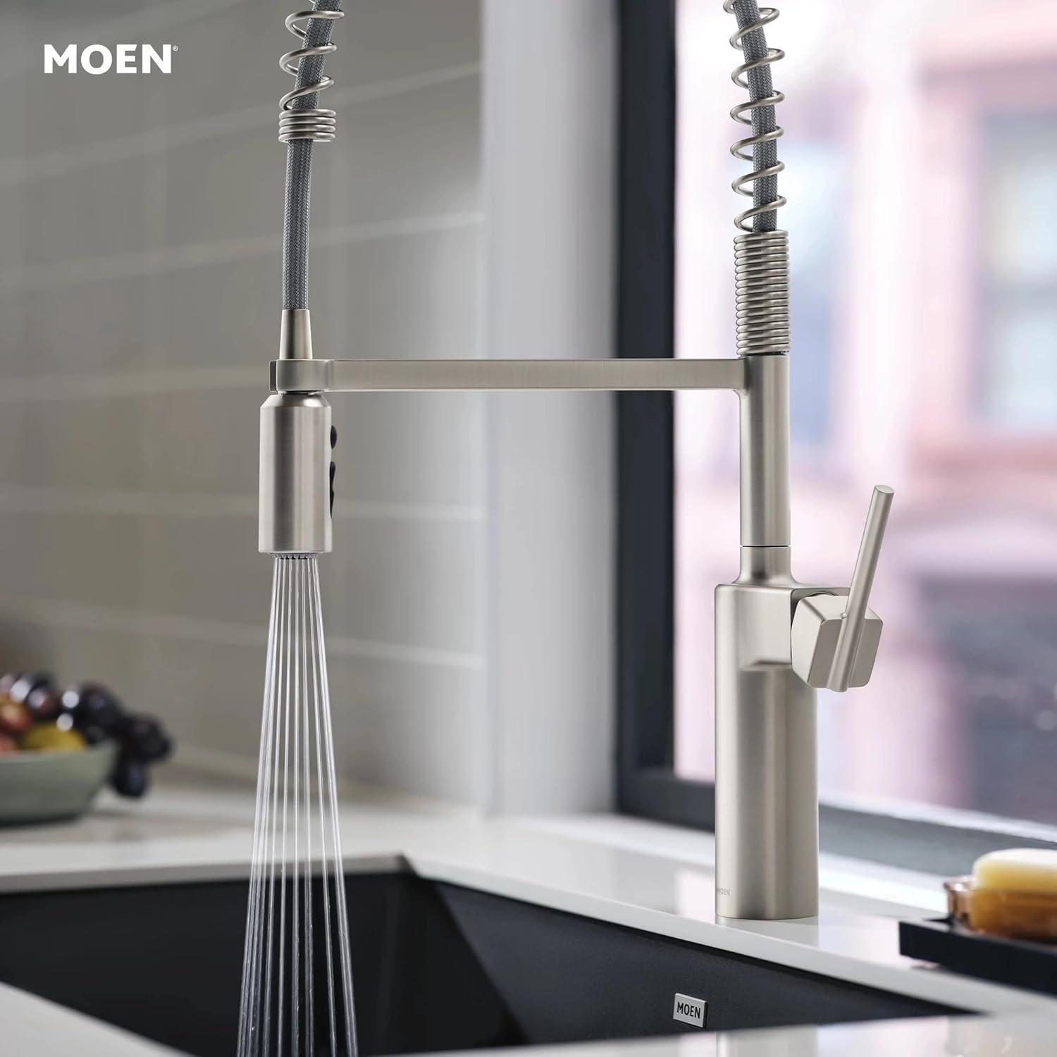 image:imageMoen Inara Chrome Pulldown Kitchen Faucet with Power Boost Modern Kitchen Faucet OneHandle High Arc Easy Installation 87463Stainless Steel