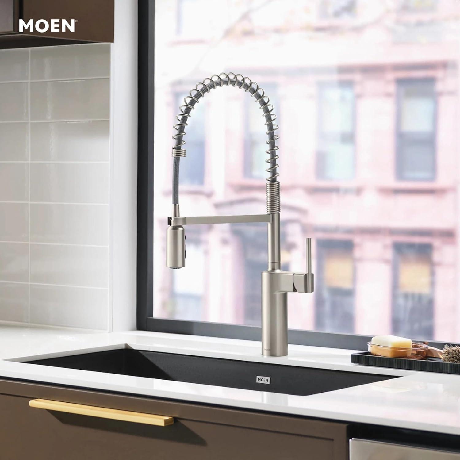 image:imageMoen Inara Chrome Pulldown Kitchen Faucet with Power Boost Modern Kitchen Faucet OneHandle High Arc Easy Installation 87463Stainless Steel