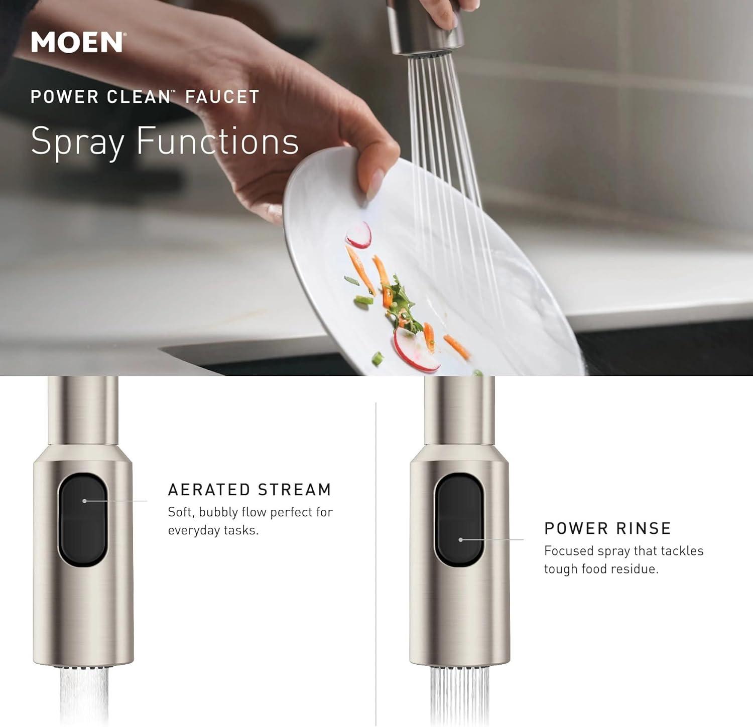 image:imageMoen Inara Spot Resist Stainless MotionSense Wave OneHandle Touchless Kitchen Faucet with Pulldown Sprayer and Power Clean 87463EWSRS