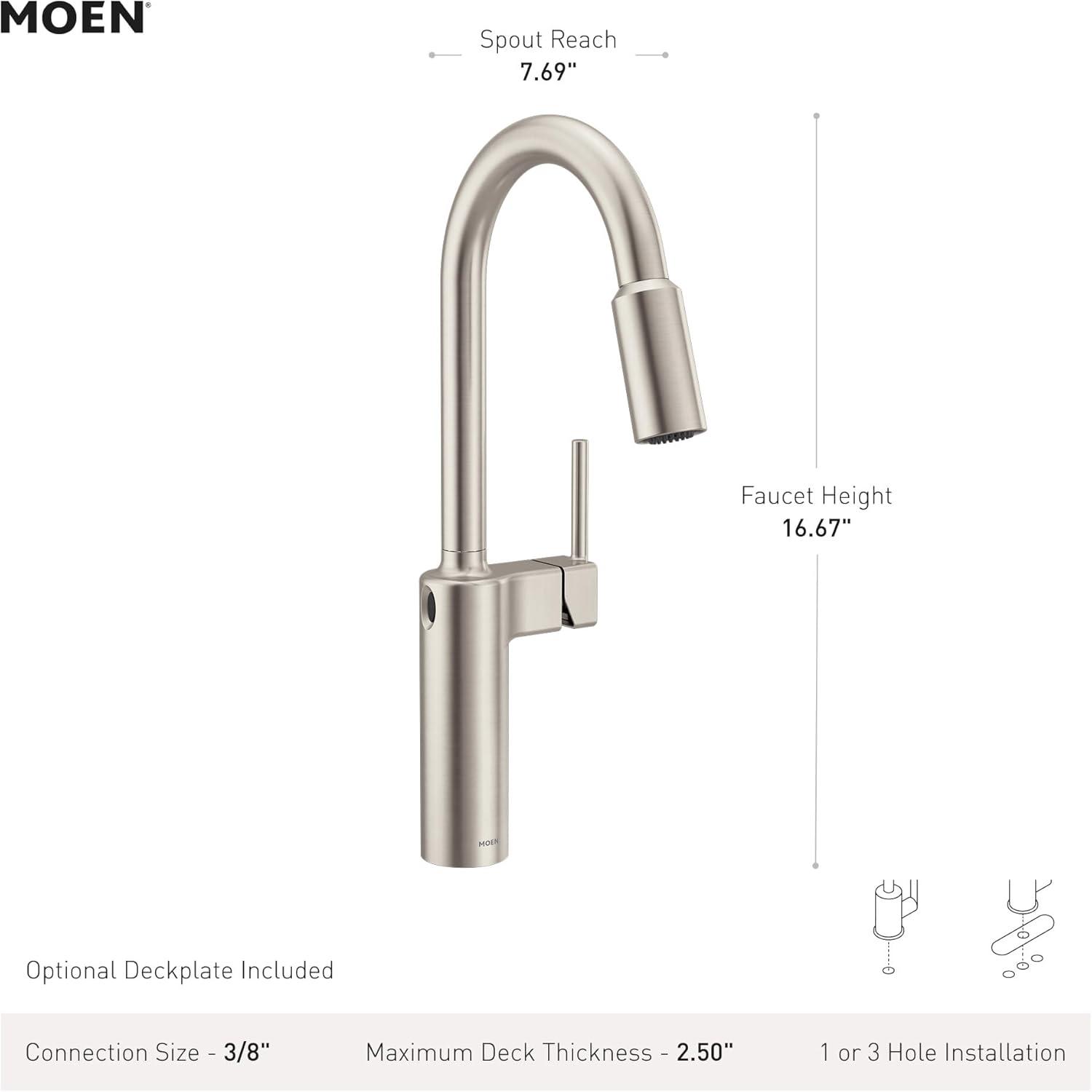 image:imageMoen Inara Spot Resist Stainless MotionSense Wave OneHandle Touchless Kitchen Faucet with Pulldown Sprayer and Power Clean 87463EWSRS