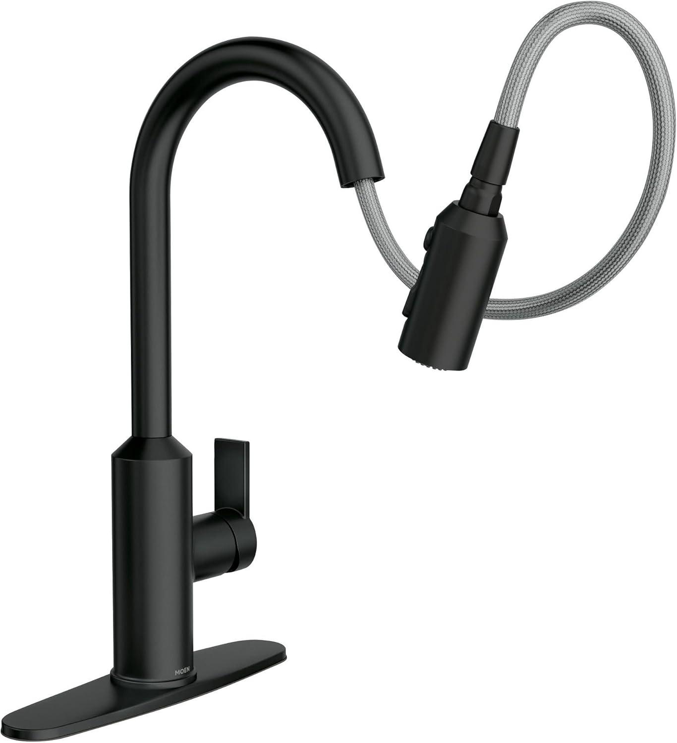 image:imageMoen Meena One Handle Kitchen Faucet with Pull Down Sprayer High Arc Kitchen Sink Faucet Featuring Reflex System and Duralock Quick Connect Matte Black 87270BL
