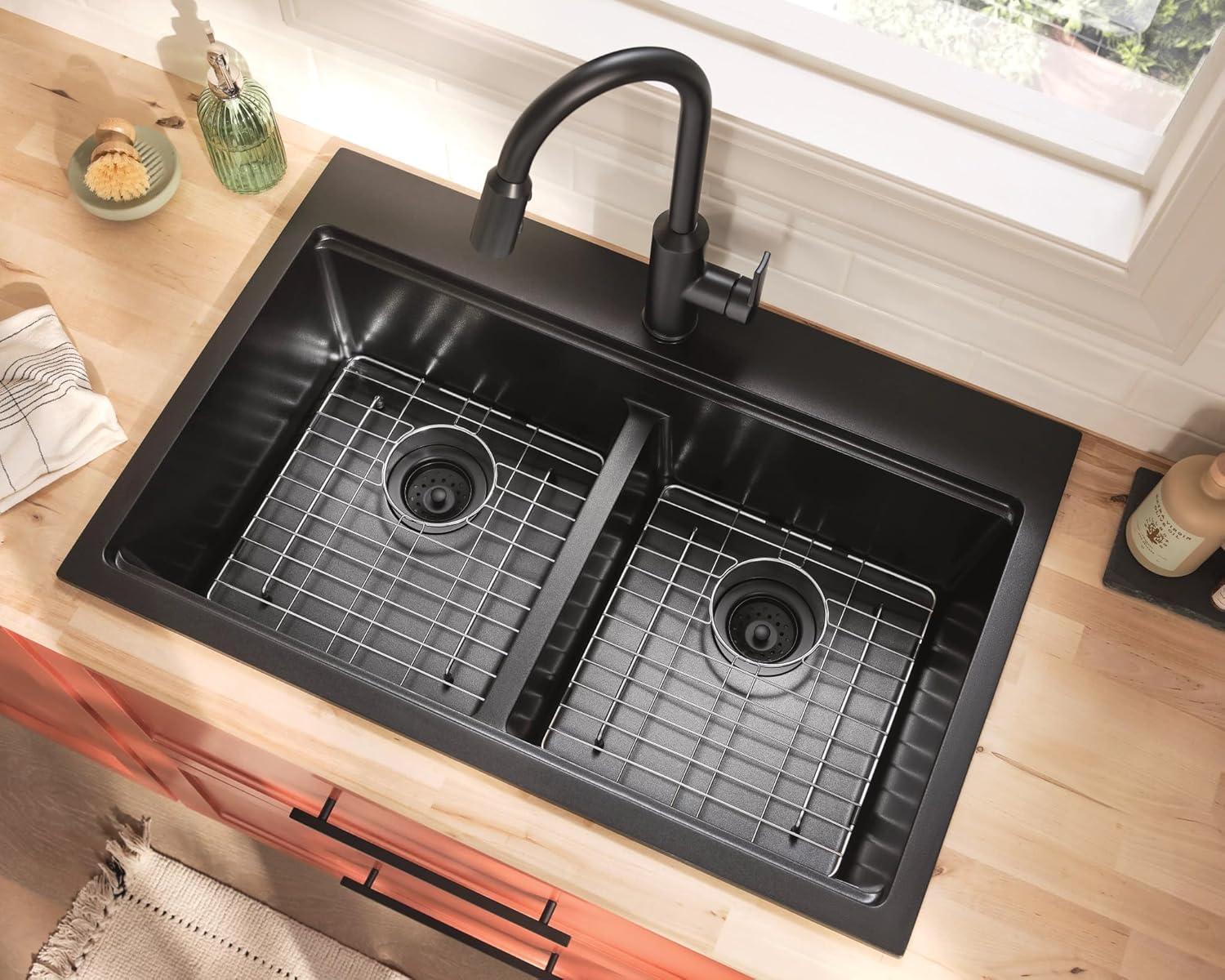 image:imageMoen Meena One Handle Kitchen Faucet with Pull Down Sprayer High Arc Kitchen Sink Faucet Featuring Reflex System and Duralock Quick Connect Matte Black 87270BL
