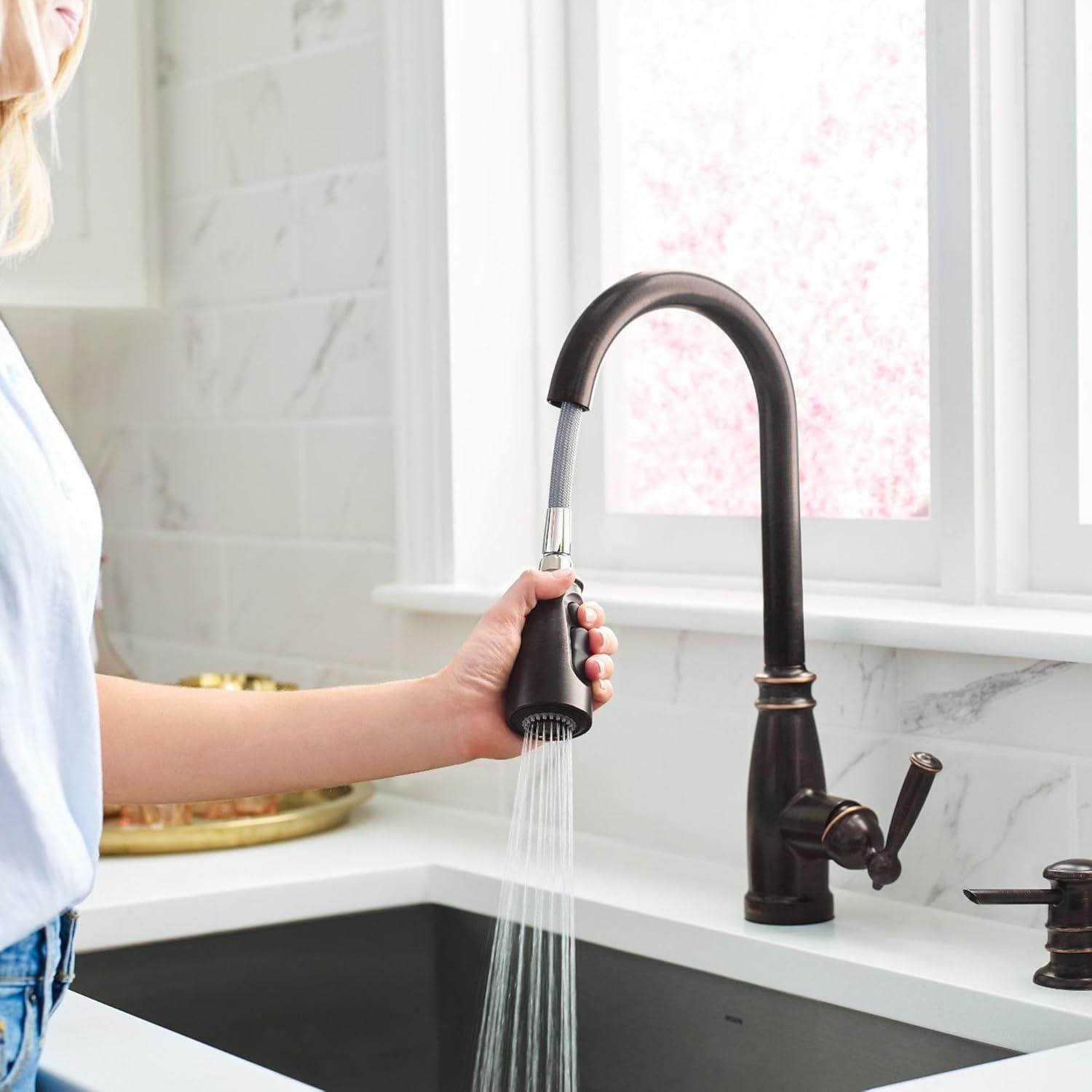 image:imageMoen Morado Mediterranean Bronze Pulldown Kitchen Faucet with Power Boost Transitional Farmhouse Kitchen Faucet Easy Installation 87394BRBMediterranean Bronze