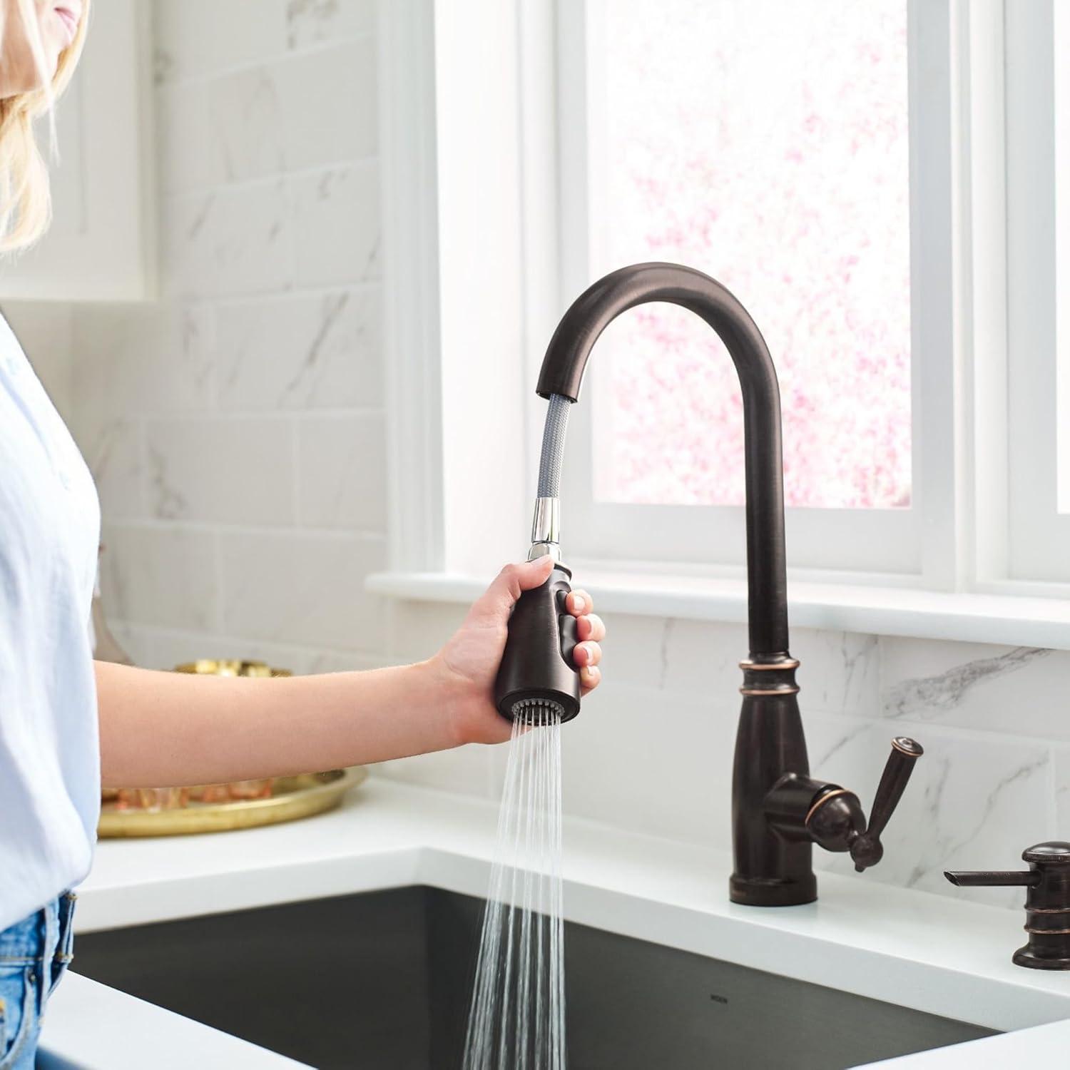 image:imageMoen Morado Mediterranean Bronze Pulldown Kitchen Faucet with Power Boost Transitional Farmhouse Kitchen Faucet Easy Installation 87394BRBMediterranean Bronze