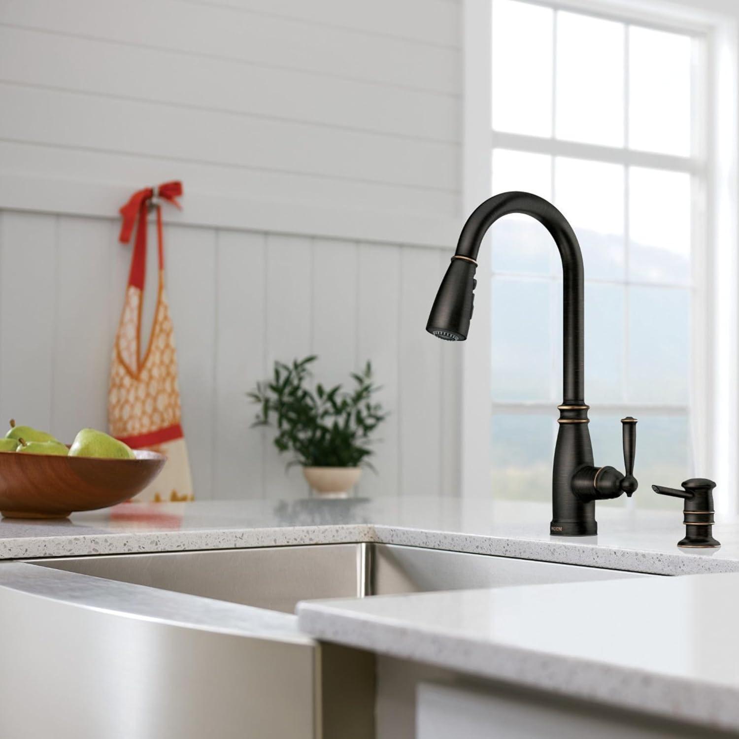 image:imageMoen Morado Mediterranean Bronze Pulldown Kitchen Faucet with Power Boost Transitional Farmhouse Kitchen Faucet Easy Installation 87394BRBMediterranean Bronze