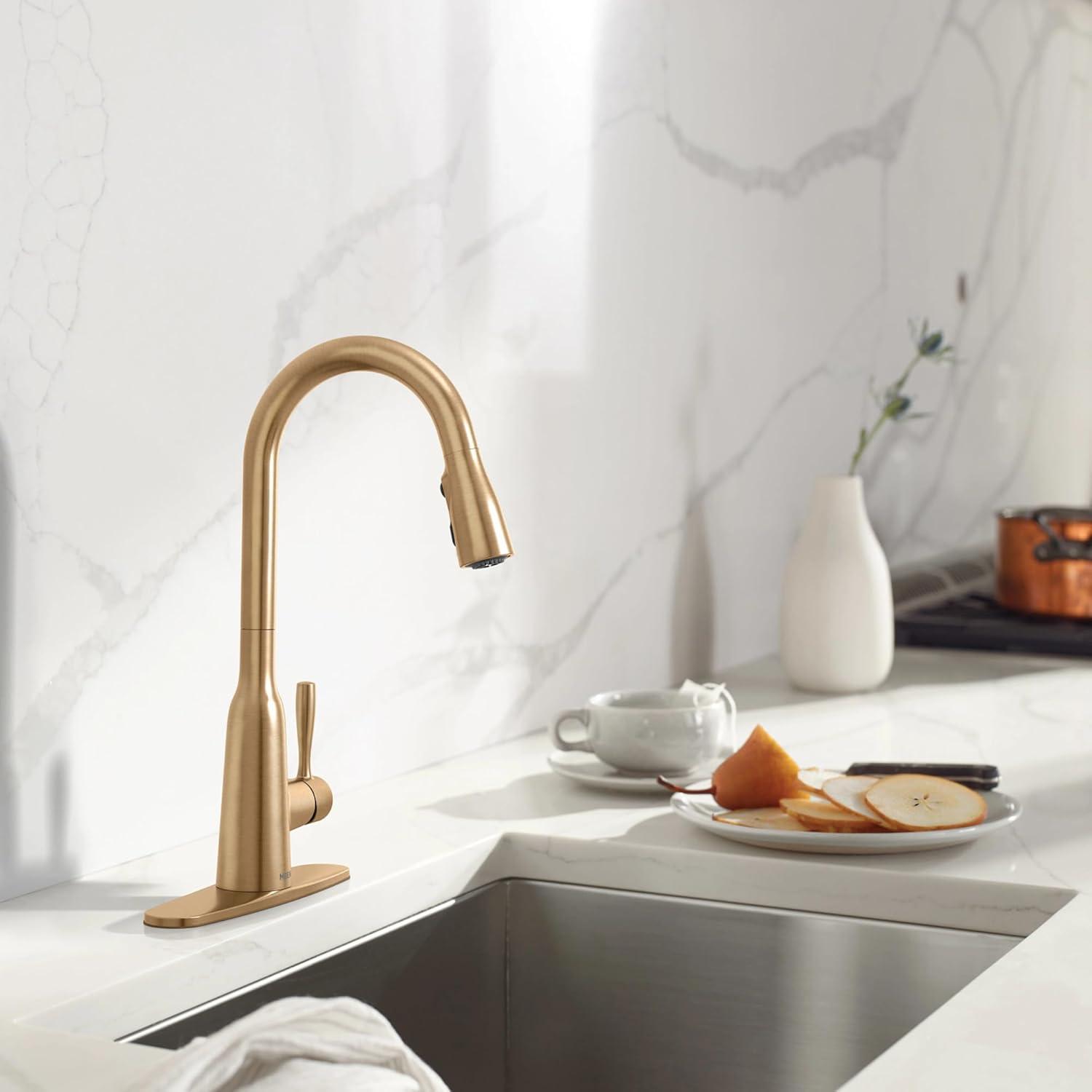 image:imageMoen Orivesi Bronzed Gold OneHandle High Arc Pulldown Kitchen Faucet with Power Boost 87891BZGBronzed Gold