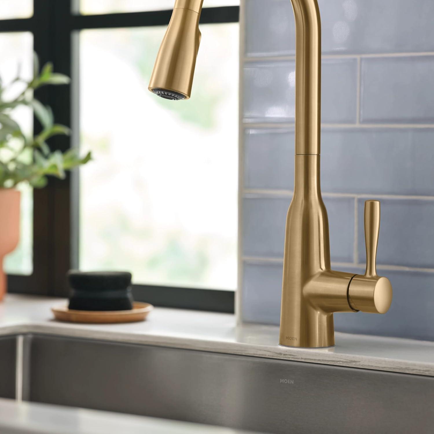 image:imageMoen Orivesi Bronzed Gold OneHandle High Arc Pulldown Kitchen Faucet with Power Boost 87891BZGBronzed Gold
