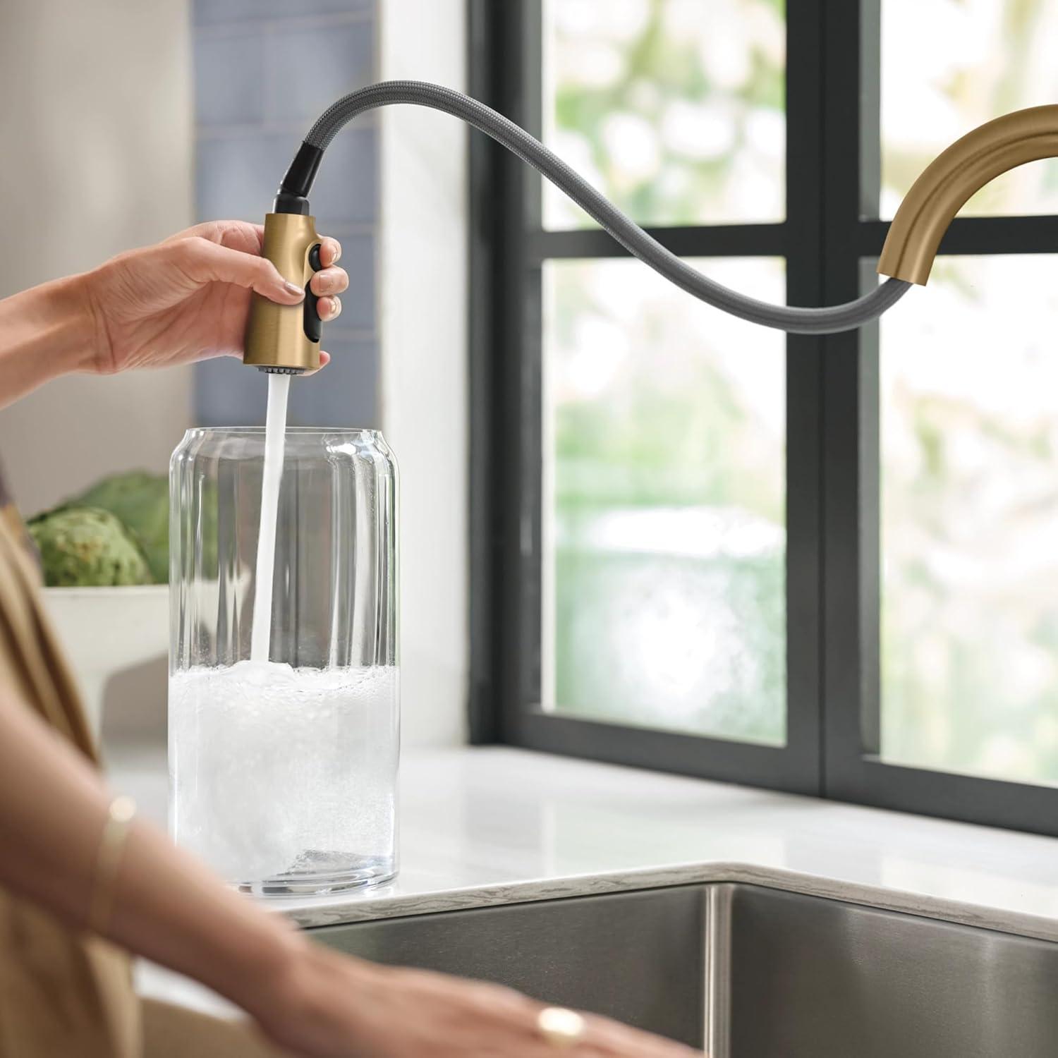 image:imageMoen Orivesi Bronzed Gold OneHandle High Arc Pulldown Kitchen Faucet with Power Boost 87891BZGBronzed Gold