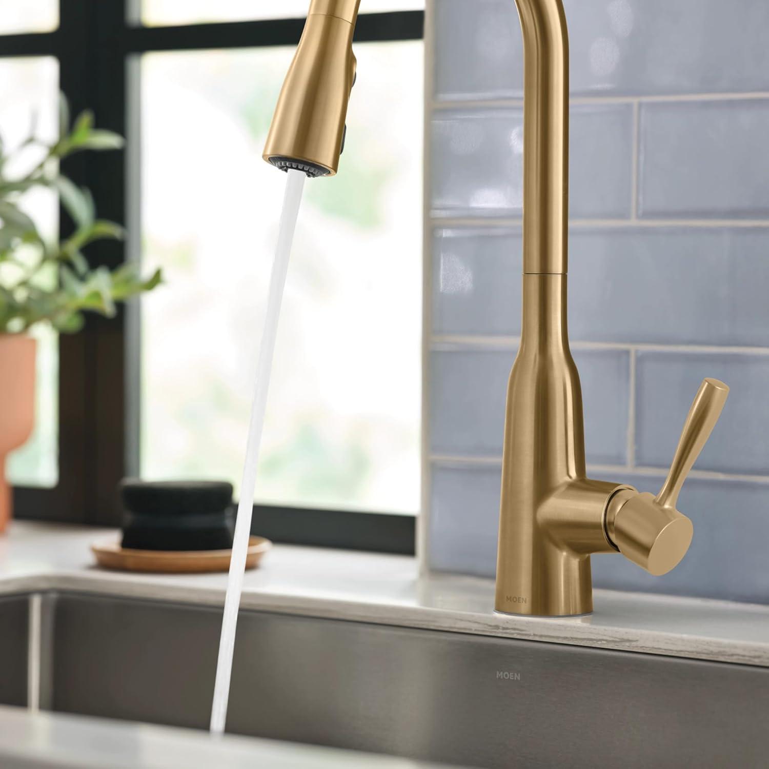 image:imageMoen Orivesi Bronzed Gold OneHandle High Arc Pulldown Kitchen Faucet with Power Boost 87891BZGBronzed Gold