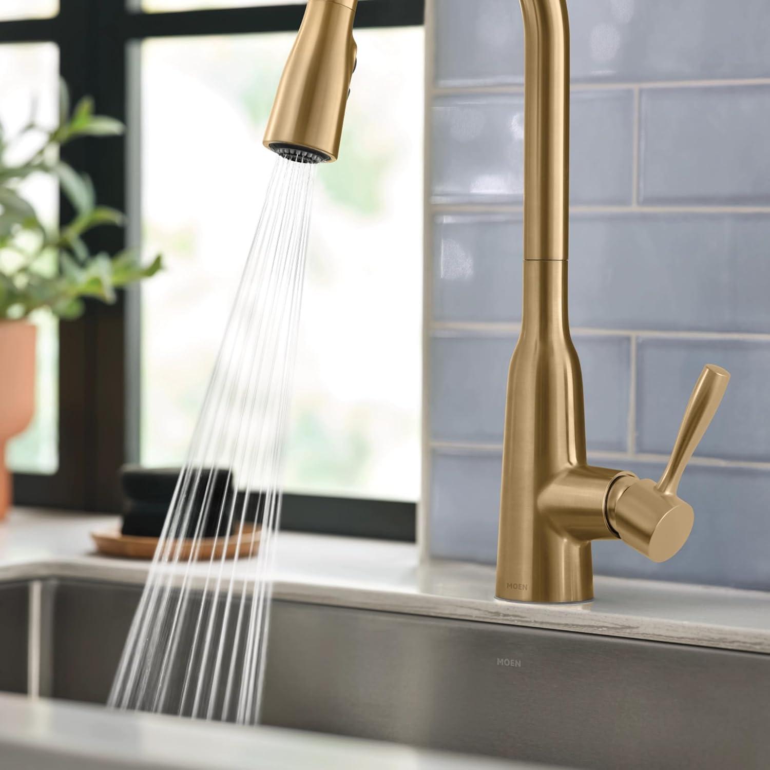image:imageMoen Orivesi Bronzed Gold OneHandle High Arc Pulldown Kitchen Faucet with Power Boost 87891BZGBronzed Gold