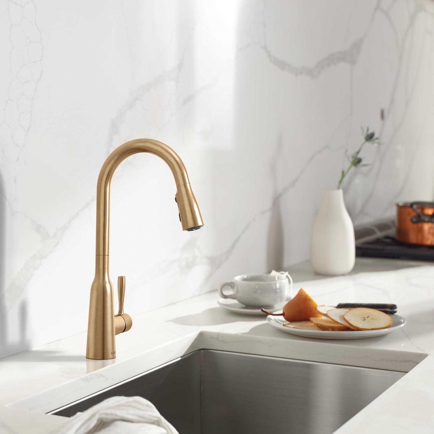 image:imageMoen Orivesi Bronzed Gold OneHandle High Arc Pulldown Kitchen Faucet with Power Boost 87891BZGBronzed Gold