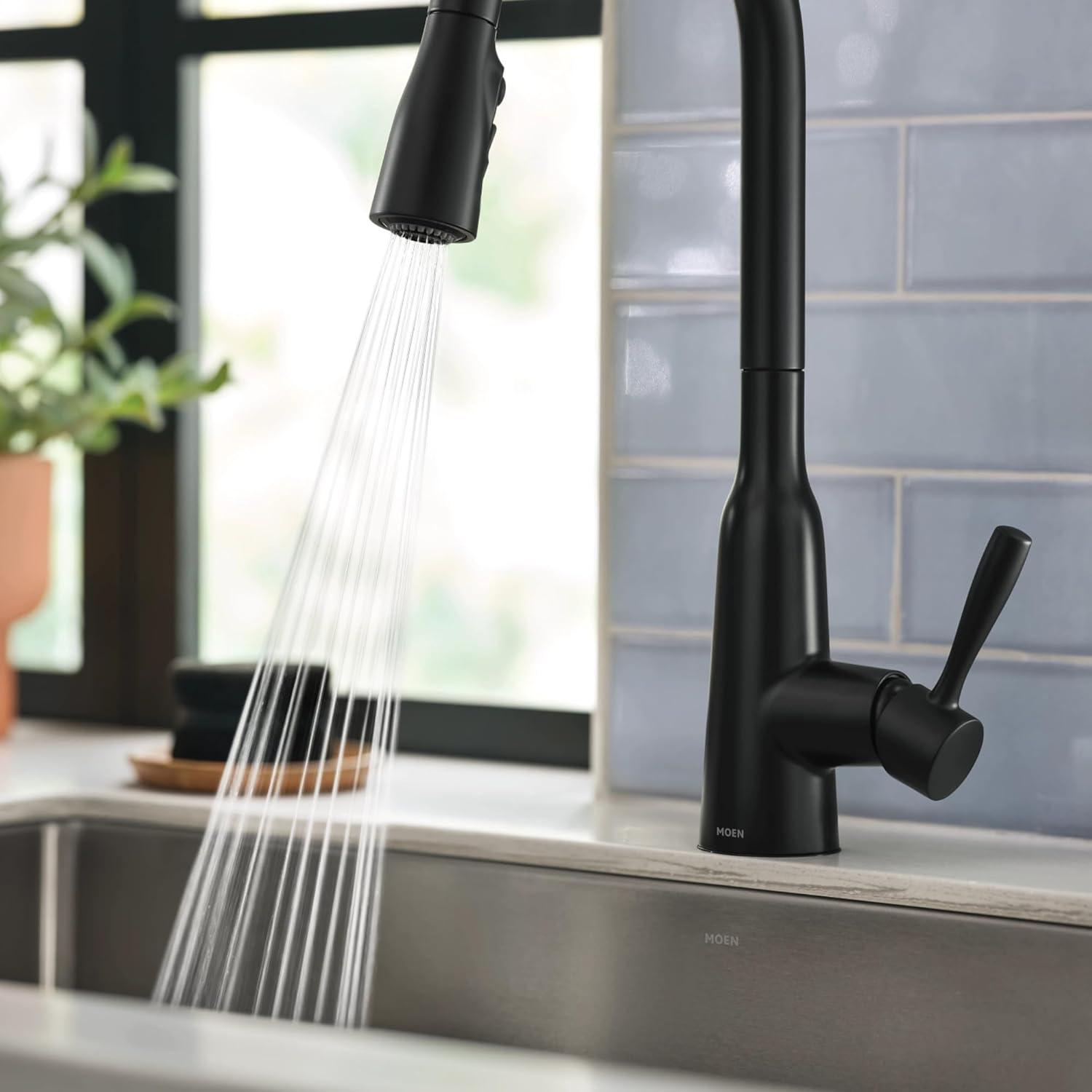image:imageMoen Orivesi Bronzed Gold OneHandle High Arc Pulldown Kitchen Faucet with Power Boost 87891BZGMatte Black