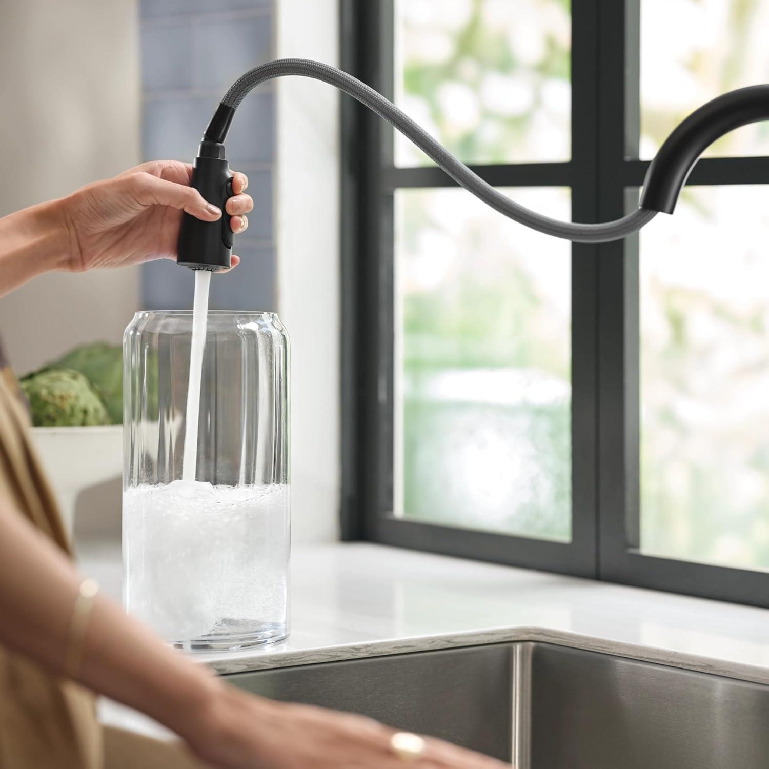 image:imageMoen Orivesi Bronzed Gold OneHandle High Arc Pulldown Kitchen Faucet with Power Boost 87891BZGMatte Black