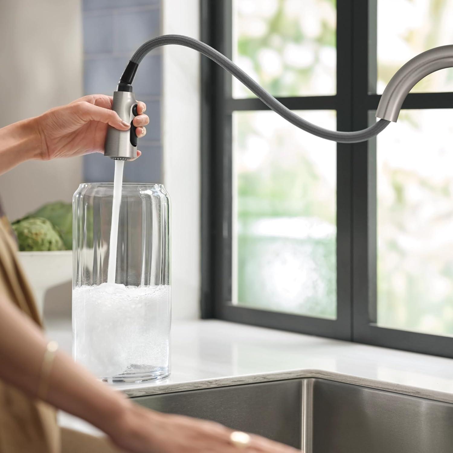 image:imageMoen Orivesi Bronzed Gold OneHandle High Arc Pulldown Kitchen Faucet with Power Boost 87891BZGSpot Resist Stainless