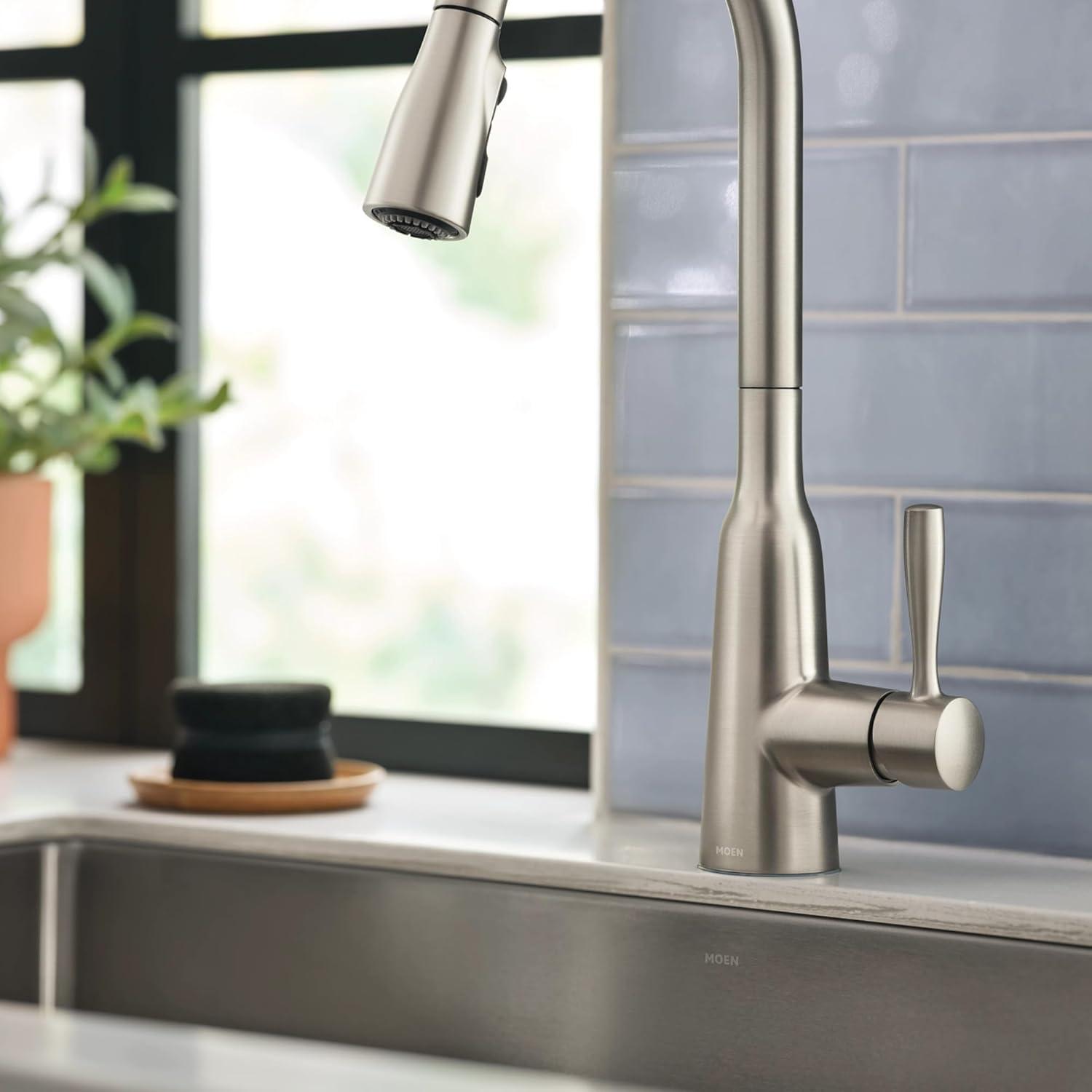 image:imageMoen Orivesi Bronzed Gold OneHandle High Arc Pulldown Kitchen Faucet with Power Boost 87891BZGSpot Resist Stainless