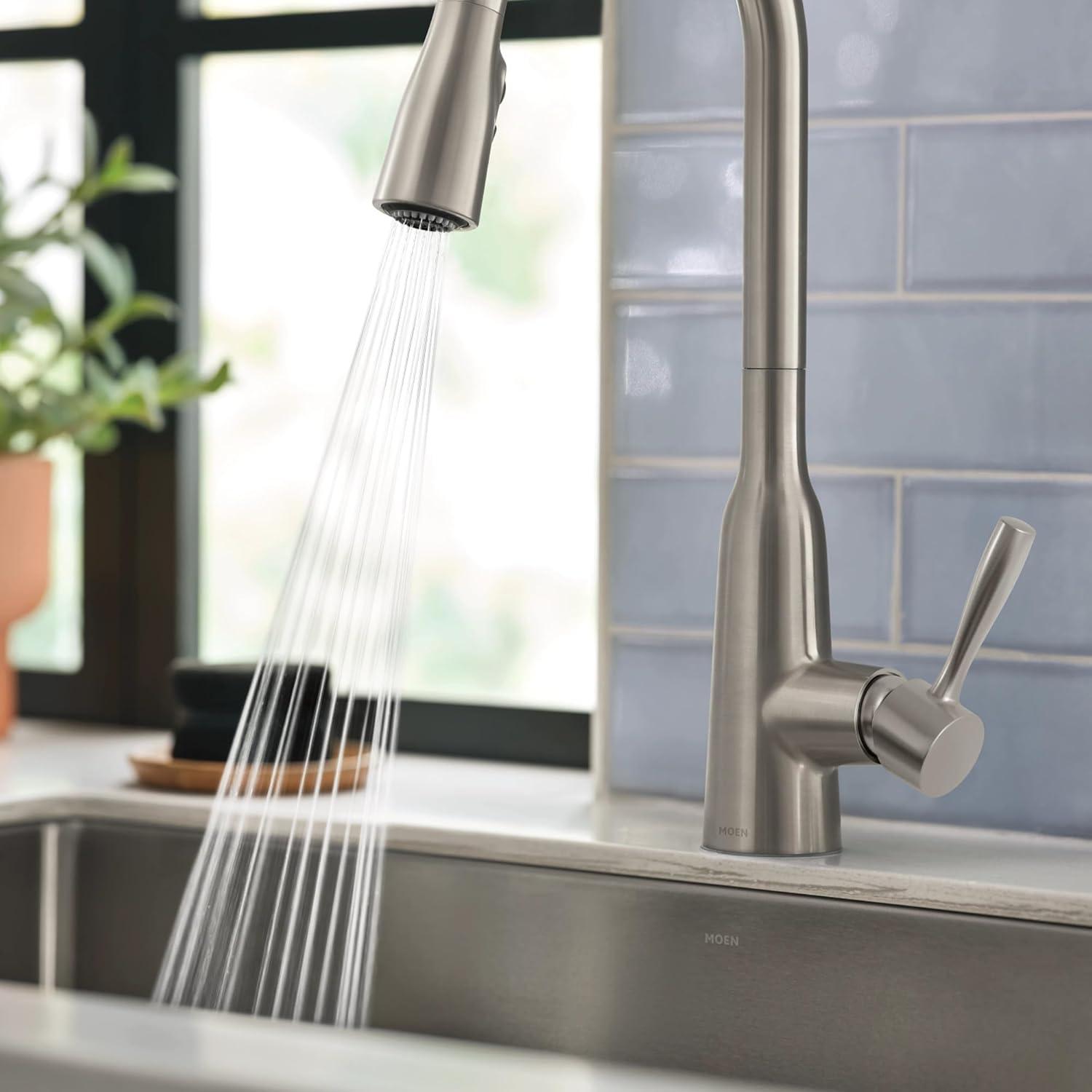 image:imageMoen Orivesi Bronzed Gold OneHandle High Arc Pulldown Kitchen Faucet with Power Boost 87891BZGSpot Resist Stainless