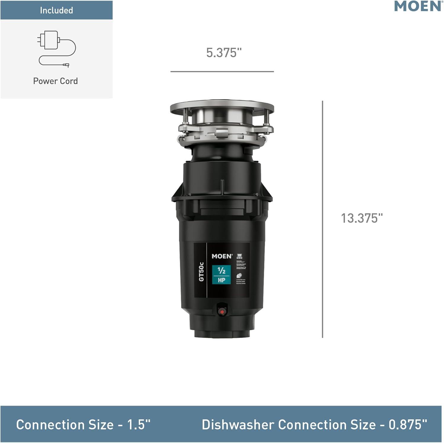 image:imageMoen Prep Series PRO Continuous Feed Compact Garbage Disposal for Kitchen Sink with Power Cord GXP50C05 HP