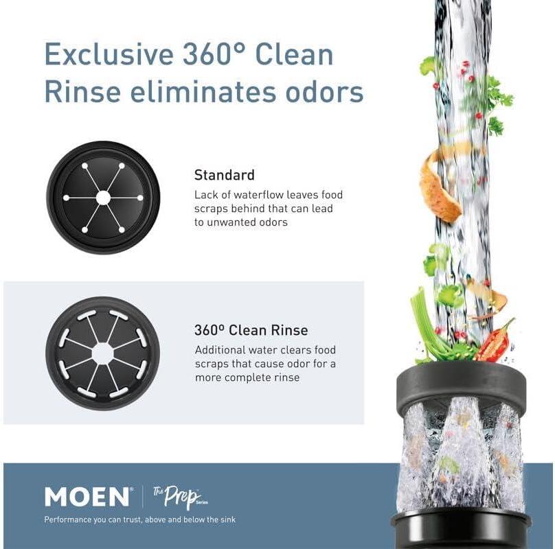 image:imageMoen Prep Series PRO Continuous Feed Compact Garbage Disposal for Kitchen Sink with Power Cord GXP50C05 HP