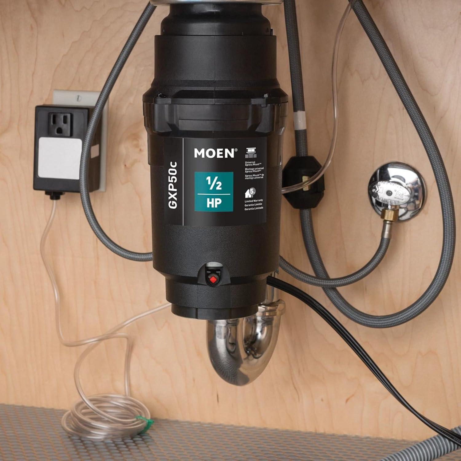 image:imageMoen Prep Series PRO Continuous Feed Compact Garbage Disposal for Kitchen Sink with Power Cord GXP50C05 HP