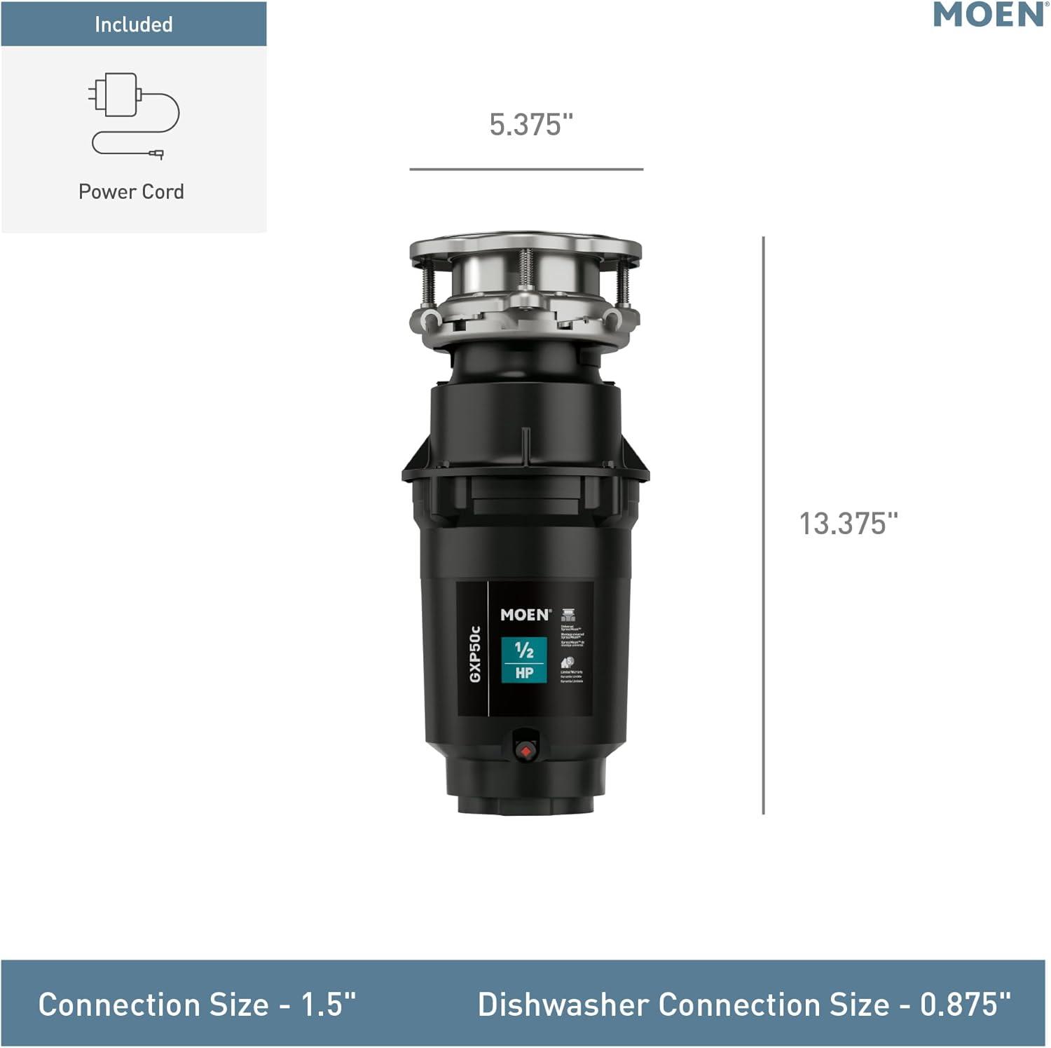 image:imageMoen Prep Series PRO Continuous Feed Compact Garbage Disposal for Kitchen Sink with Power Cord GXP50C05 HP Pack of 2