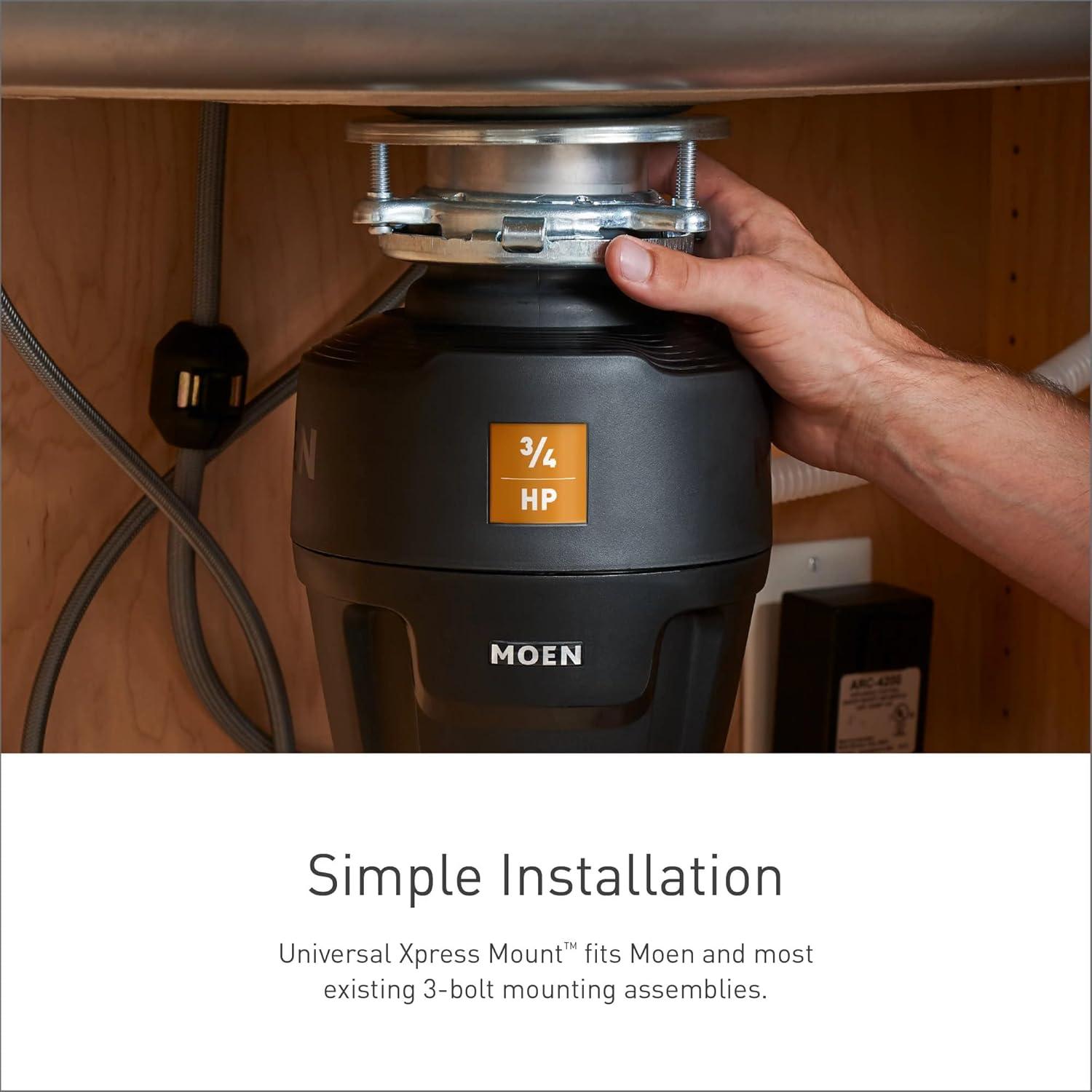 image:imageMoen Prep Series PRO Continuous Feed Compact Garbage Disposal for Kitchen Sink with Power Cord GXP50C13 HP