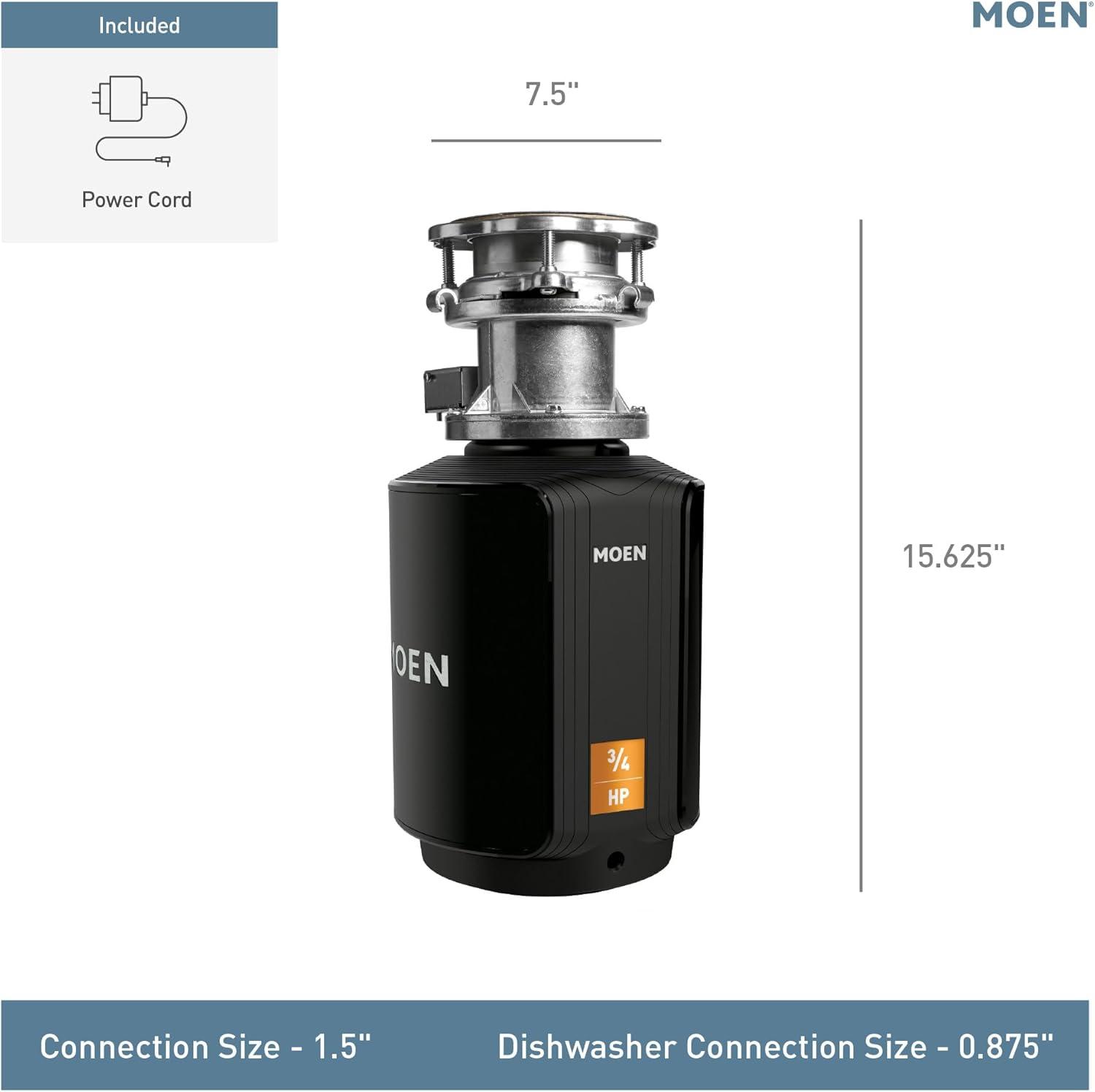 image:imageMoen Prep Series PRO Continuous Feed Compact Garbage Disposal for Kitchen Sink with Power Cord GXP50C34 HP