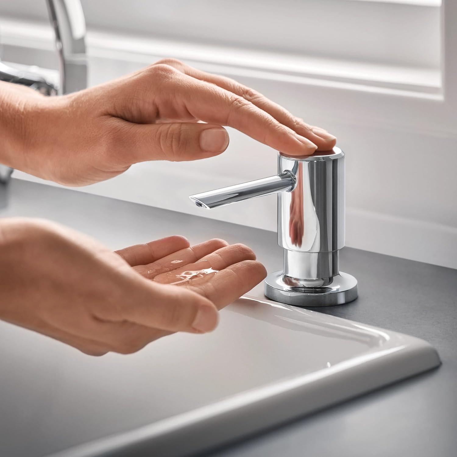 image:imageMoen Reyes Stainless Pulldown Kitchen Faucet with Soap Dispenser and Power Boost Transitional Kitchen Faucet OneHandle High Arc Easy Installation Spot Resist Finish 87932SRSChrome