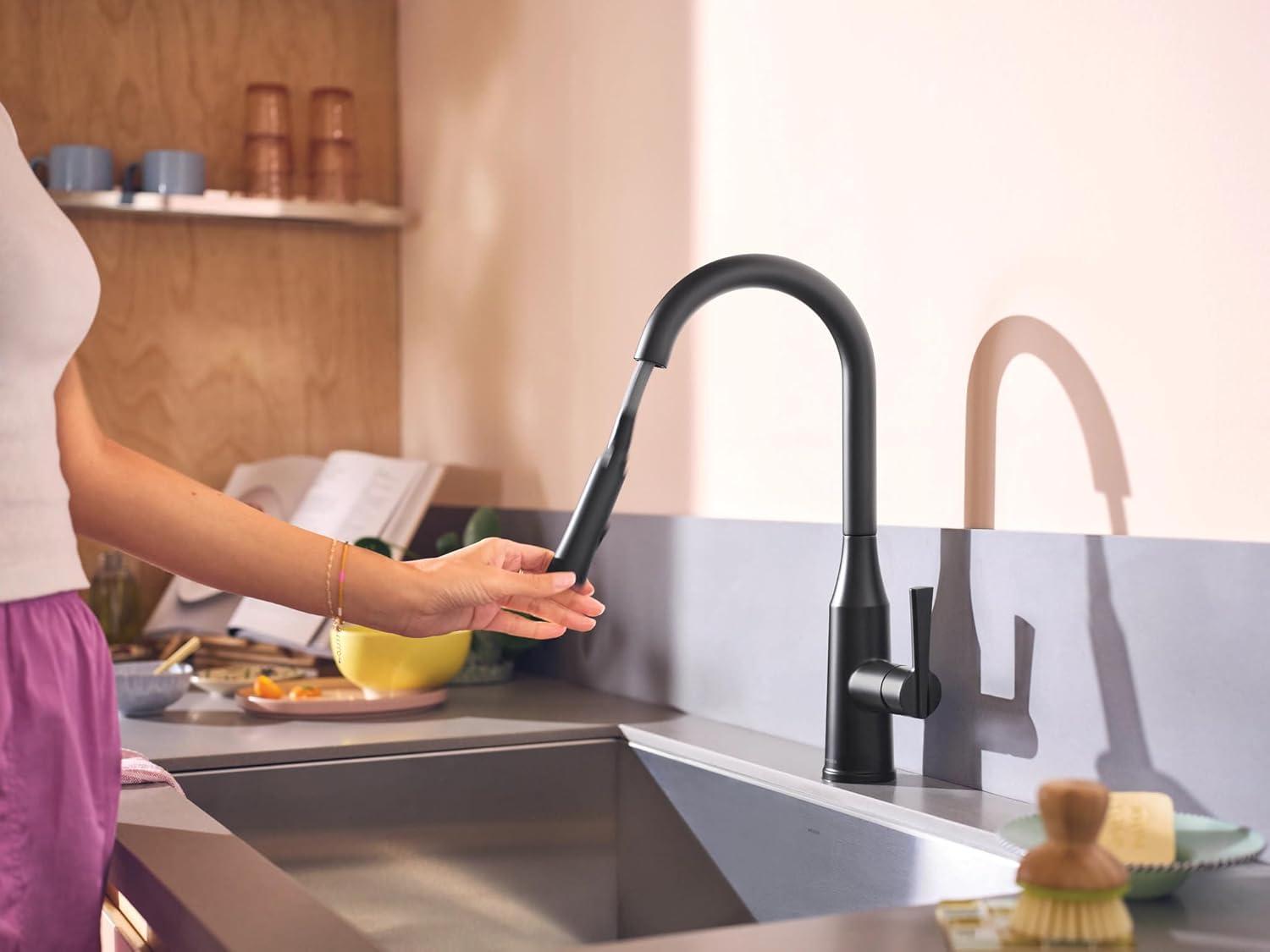image:imageMoen Ronan Spot Resist Stainless Pulldown Kitchen Faucet with SwivelControl Wand and Power Clean Technology 87918SRSMatte Black